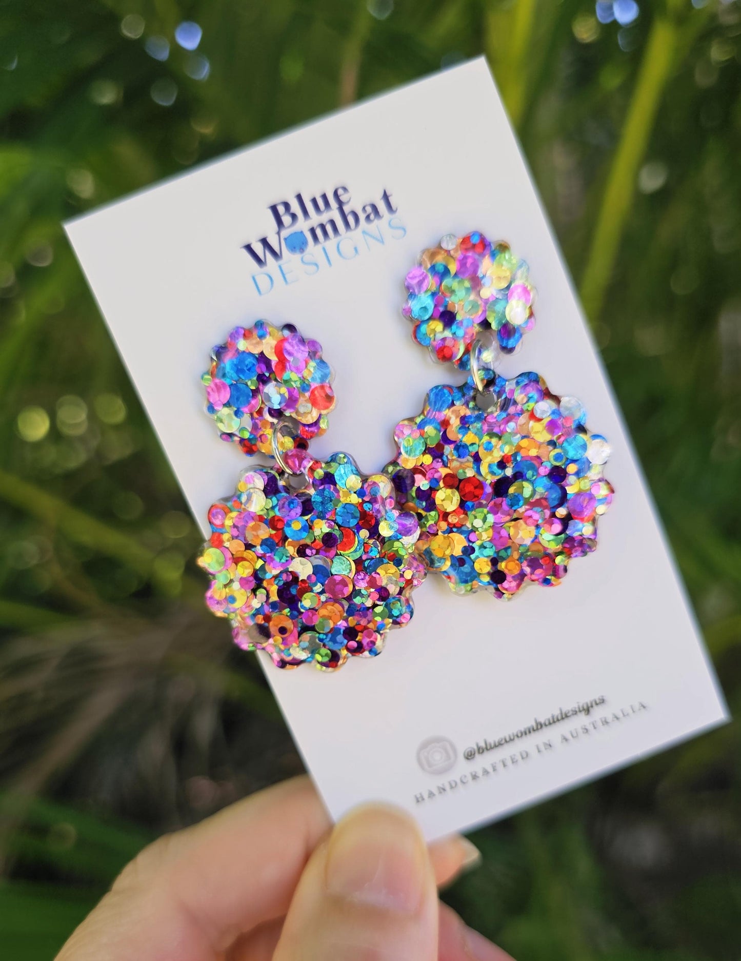 Colourful Glitter Resin Scallop Dangle Earrings
