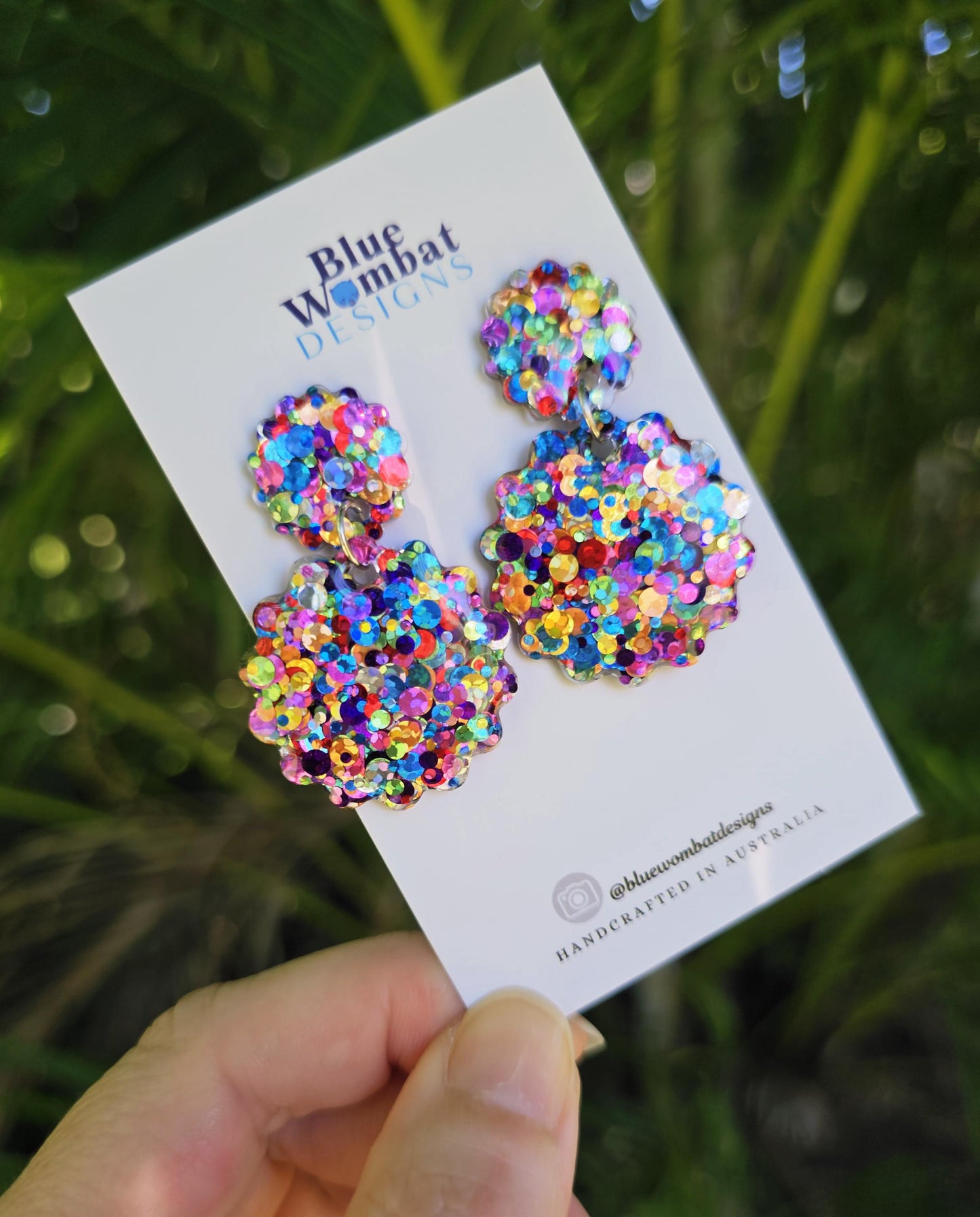 Colourful Glitter Resin Scallop Dangle Earrings