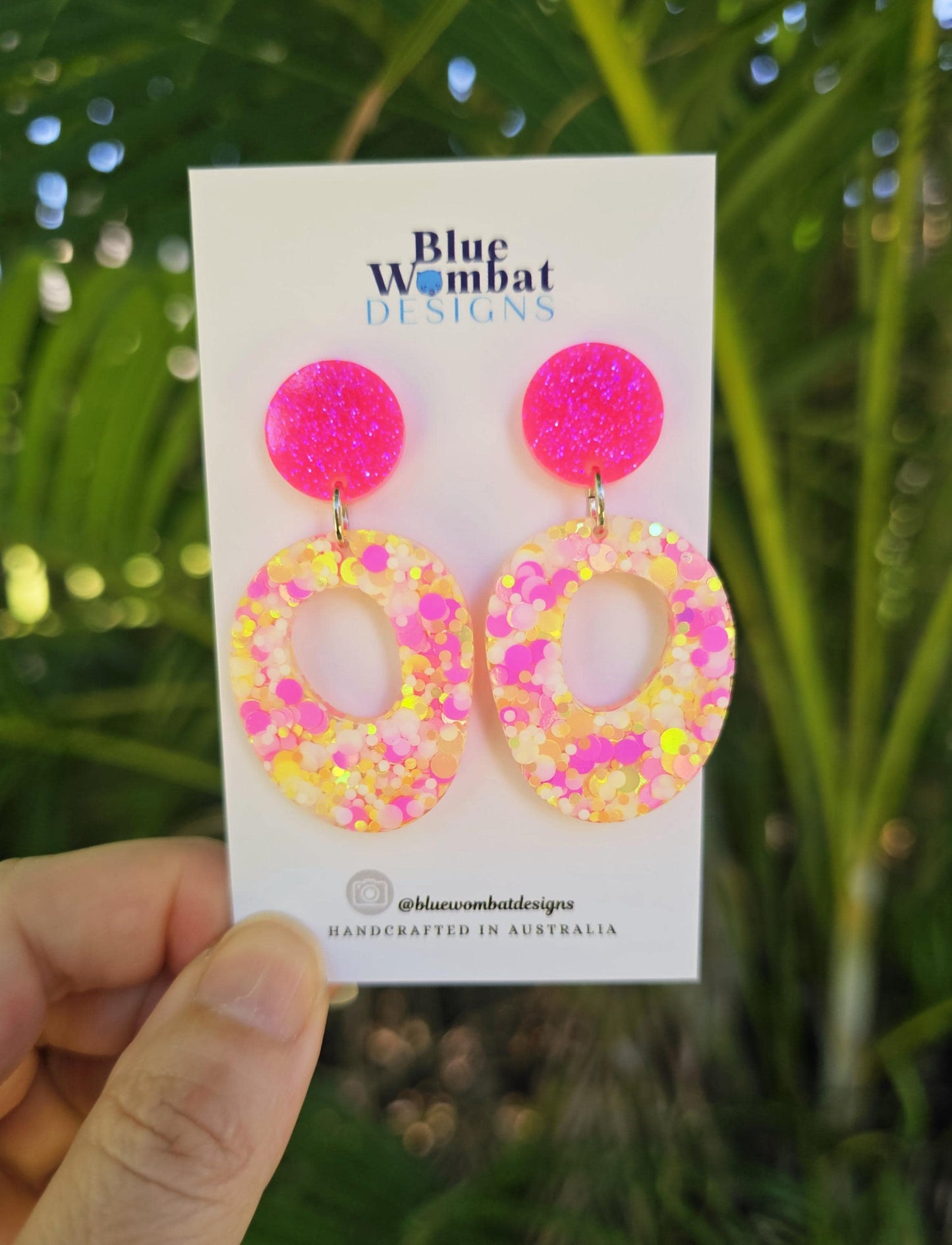 Resin Glitter Organic Hoop Dangle Earrings