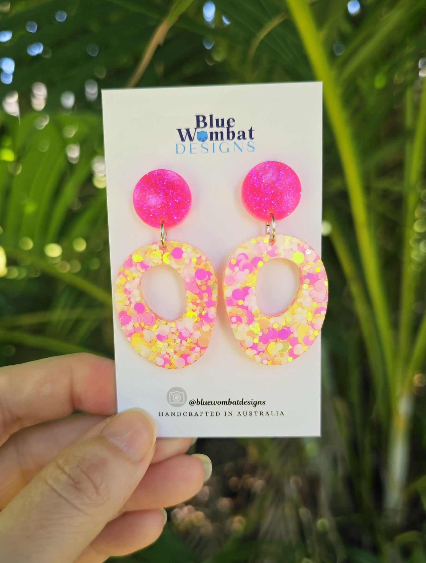 Resin Glitter Organic Hoop Dangle Earrings