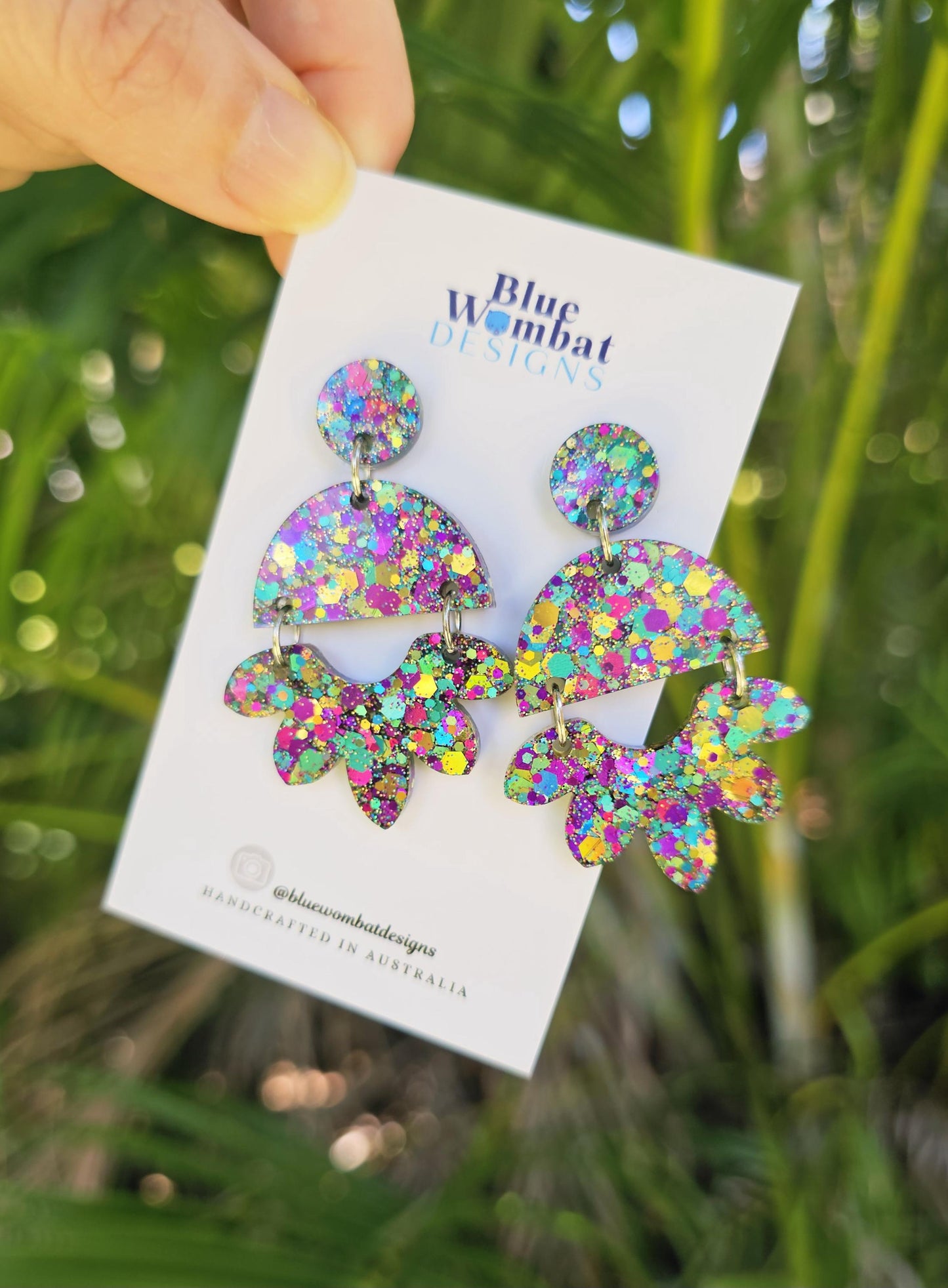 Colourful Glitter Resin Dangle Handmade Earrings