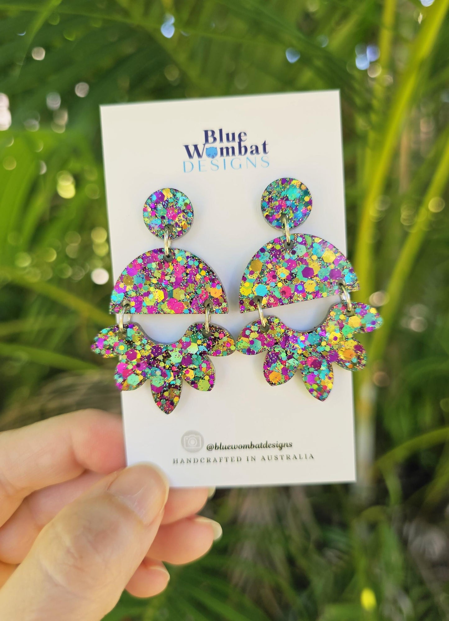 Colourful Glitter Resin Dangle Handmade Earrings