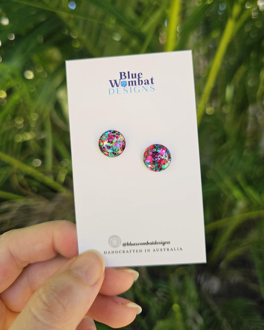 Resin Glitter Domed Studs 12mm