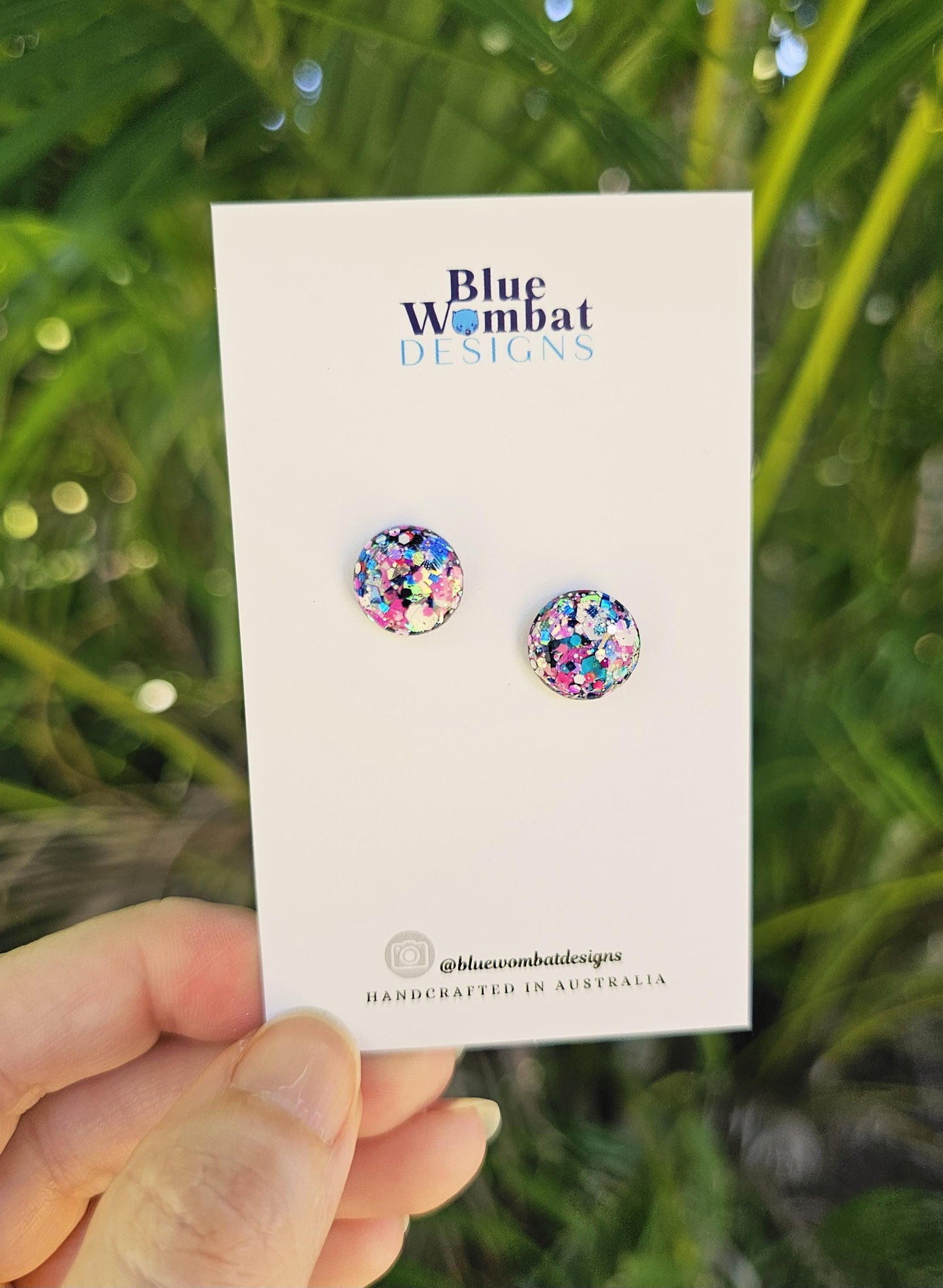 Colourful Glitter Resin Domed Studs 12mm