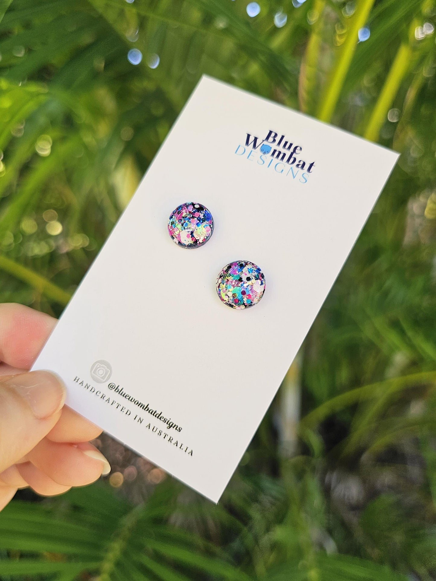 Colourful Glitter Resin Domed Studs 12mm