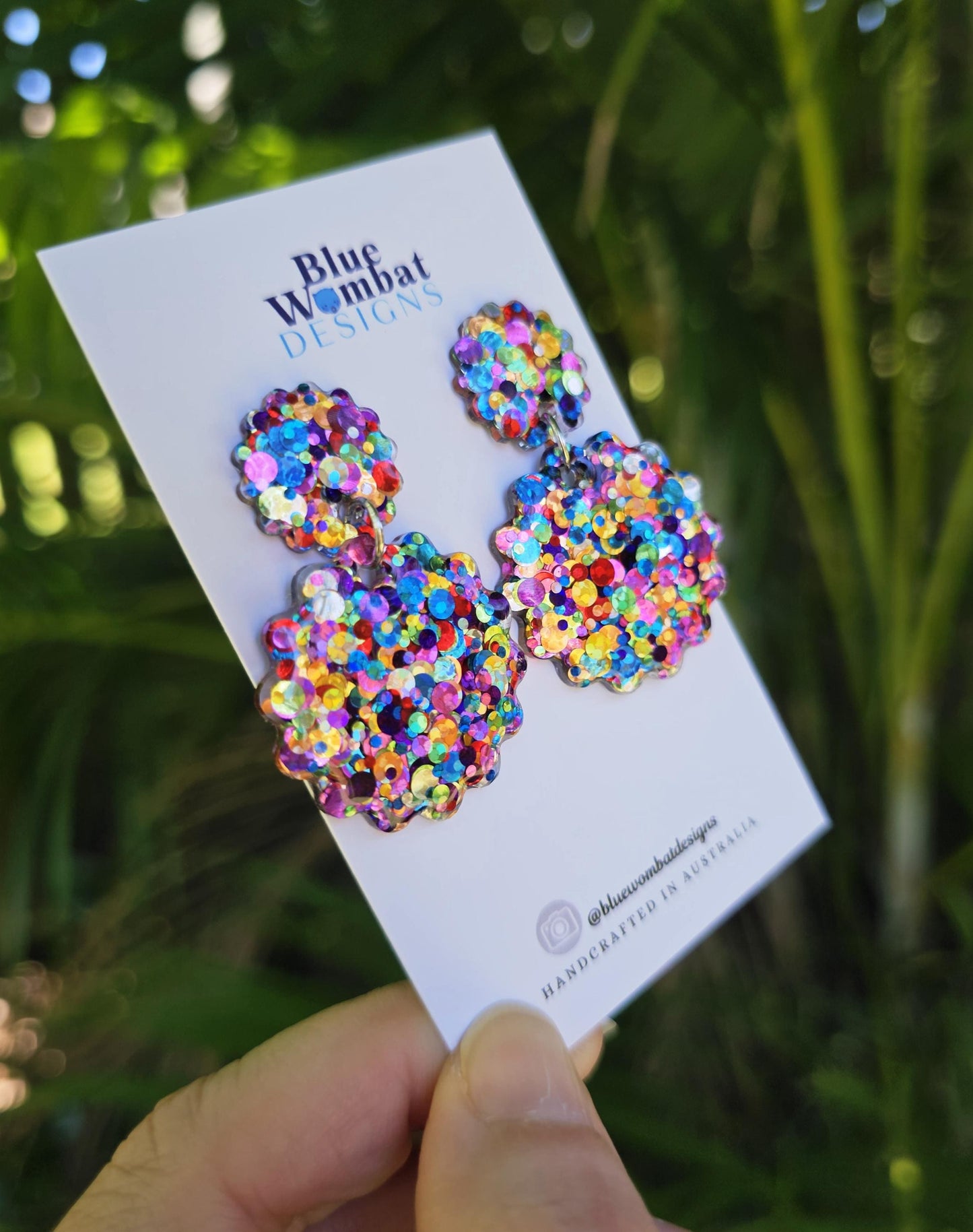 Colourful Glitter Resin Scallop Dangle Earrings