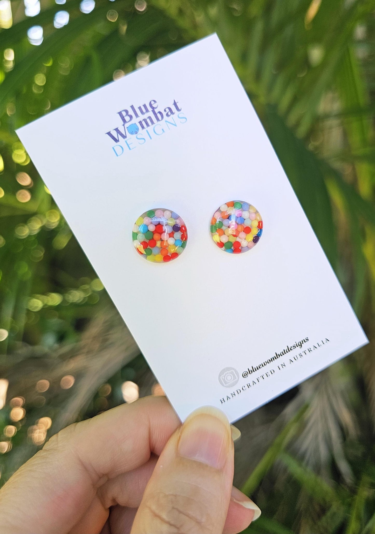 Colourful Resin Domed Mixed Clay Balls Studs 14mm