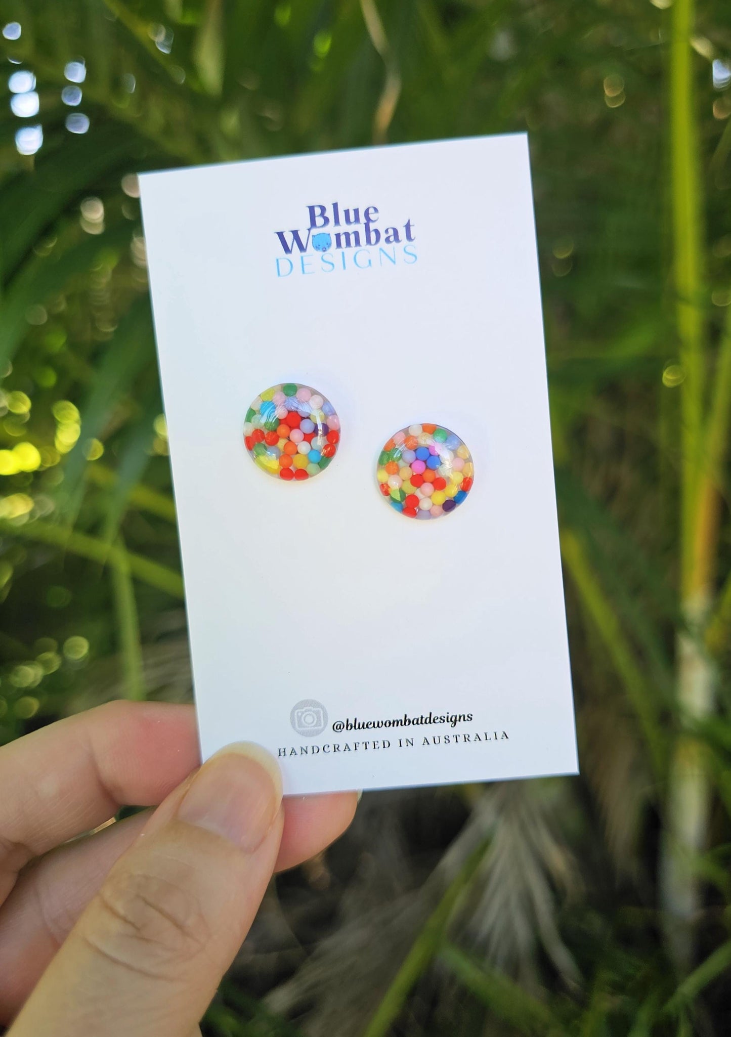 Colourful Resin Domed Mixed Clay Balls Studs 14mm