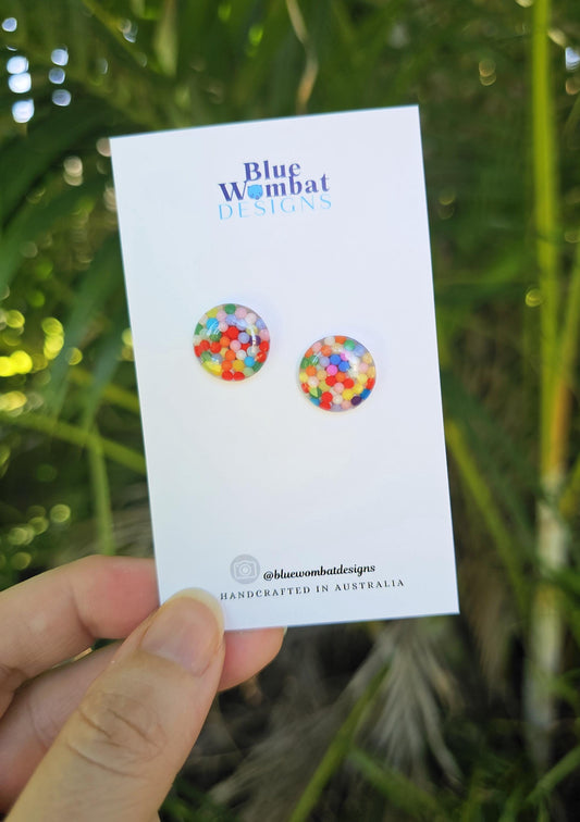 Colourful Resin Domed Mixed Clay Balls Studs 14mm