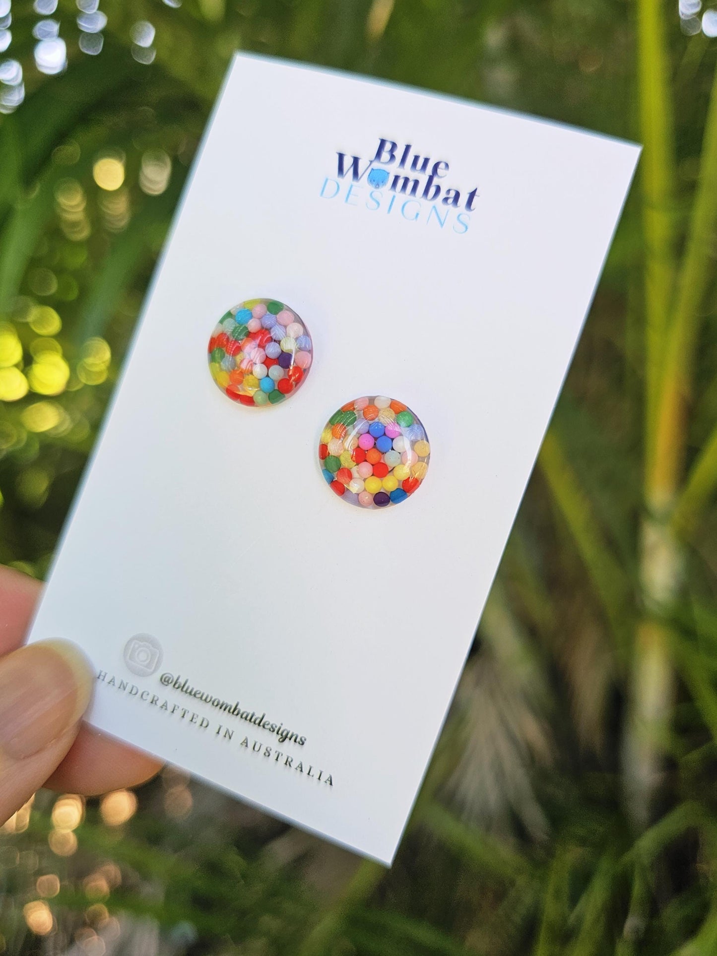 Colourful Resin Domed Mixed Clay Balls Studs 14mm