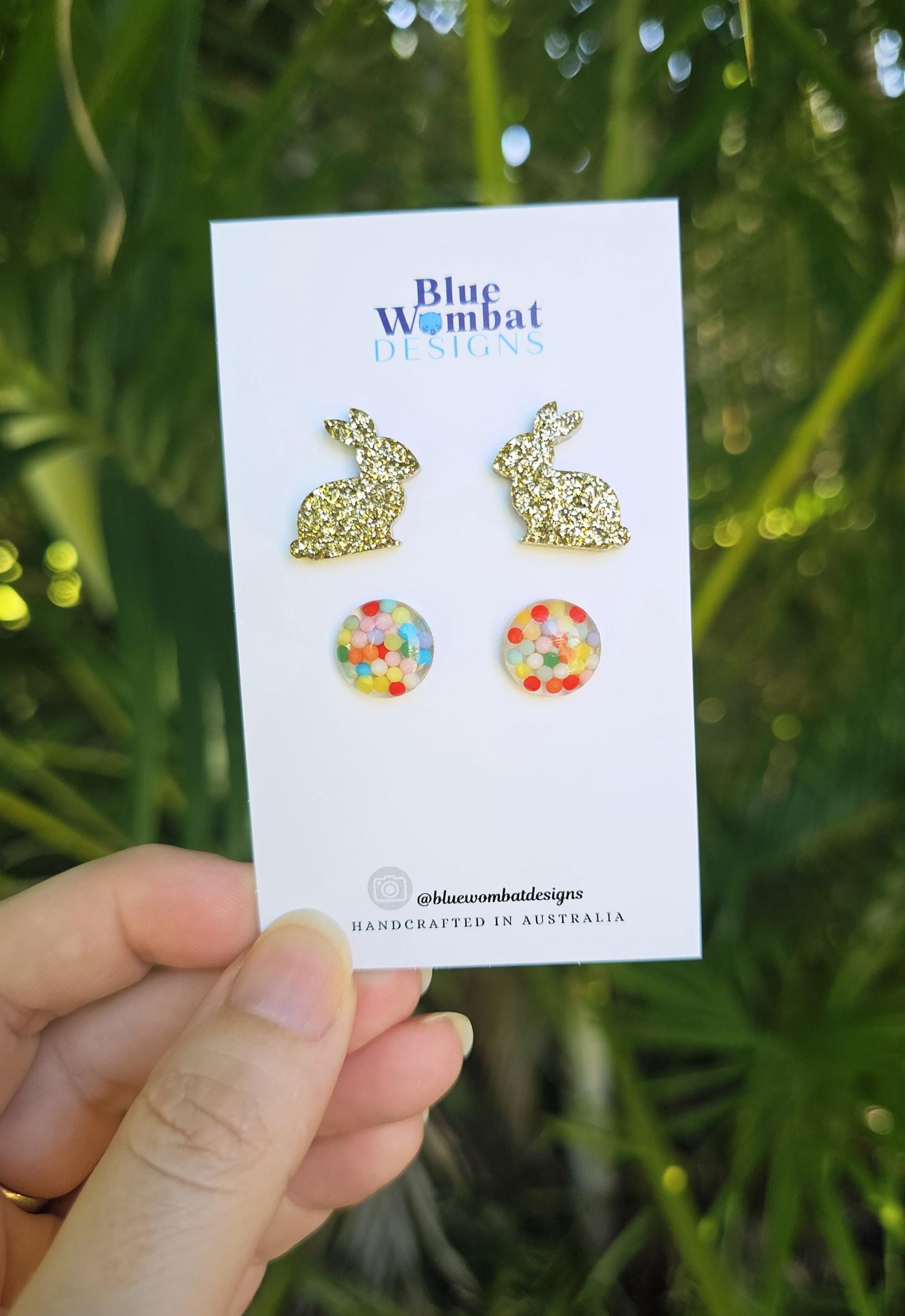 Easter Bunny Glitter Resin Two Stud Pack Earrings