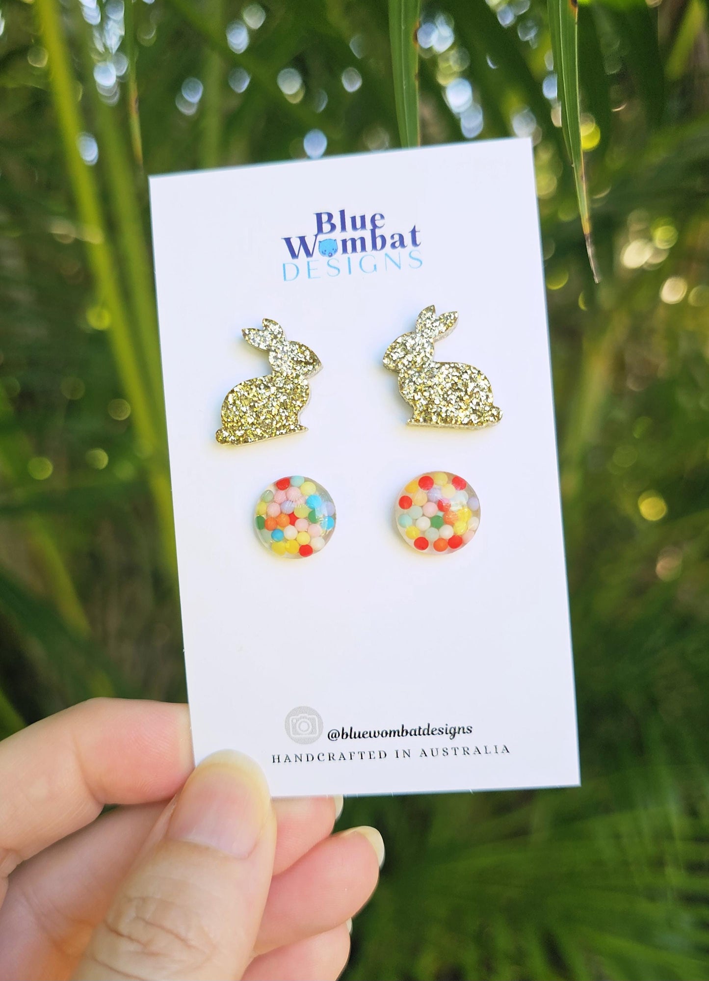 Easter Bunny Glitter Resin Two Stud Pack Earrings