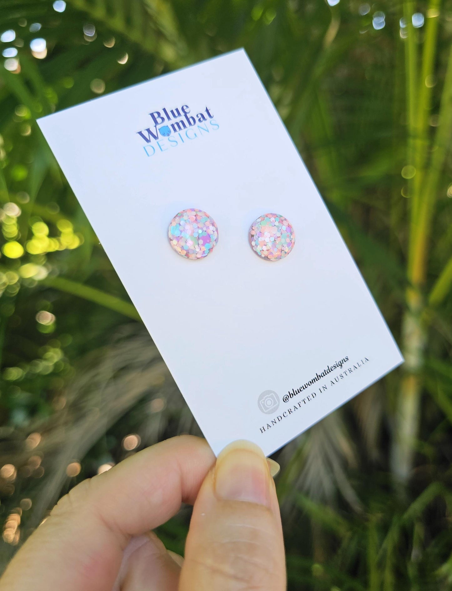 Pastel Glitter Resin Domed Sweet Studs 12mm