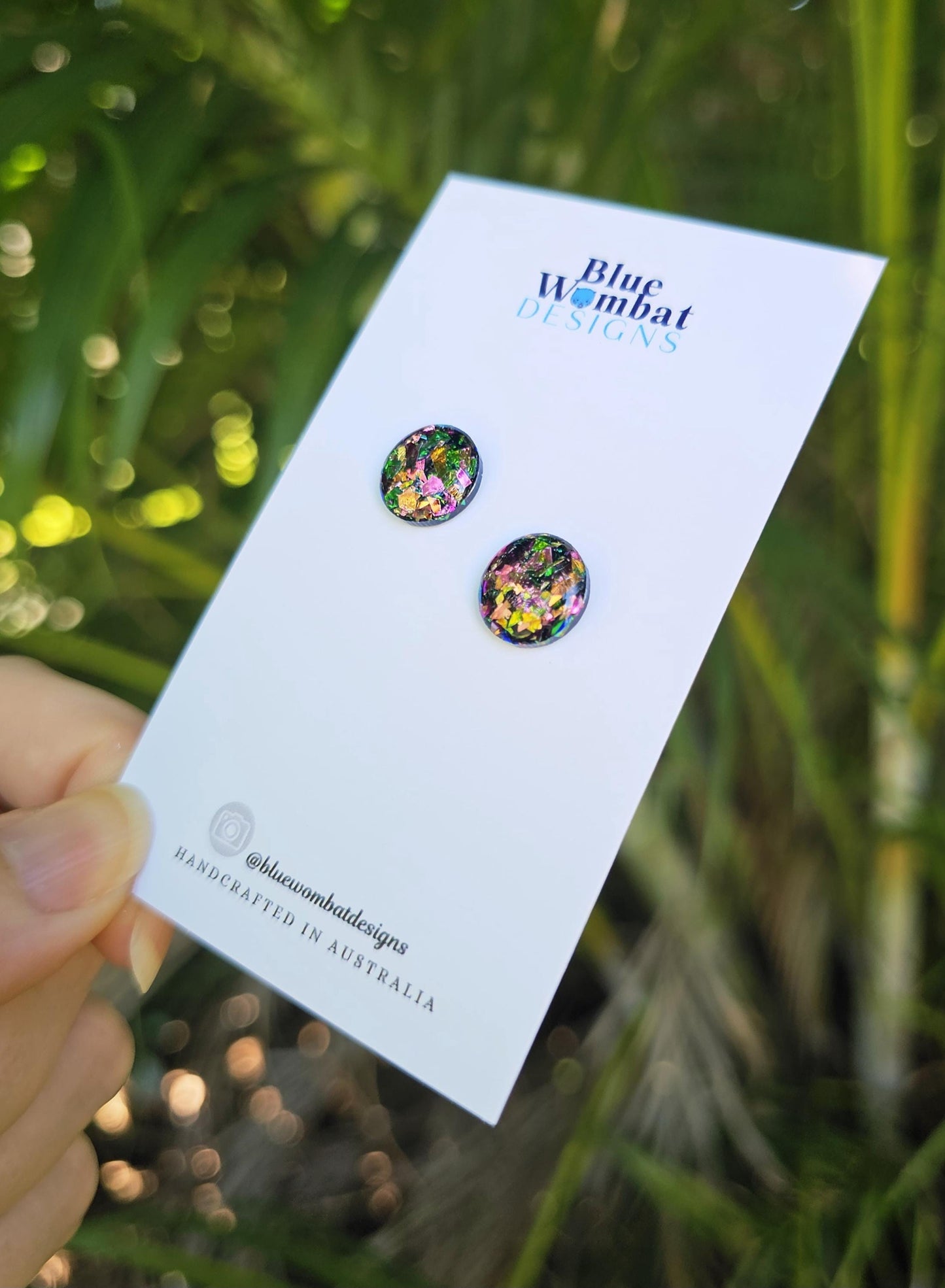 Resin Iridescent Glitter Domed Studs 12mm