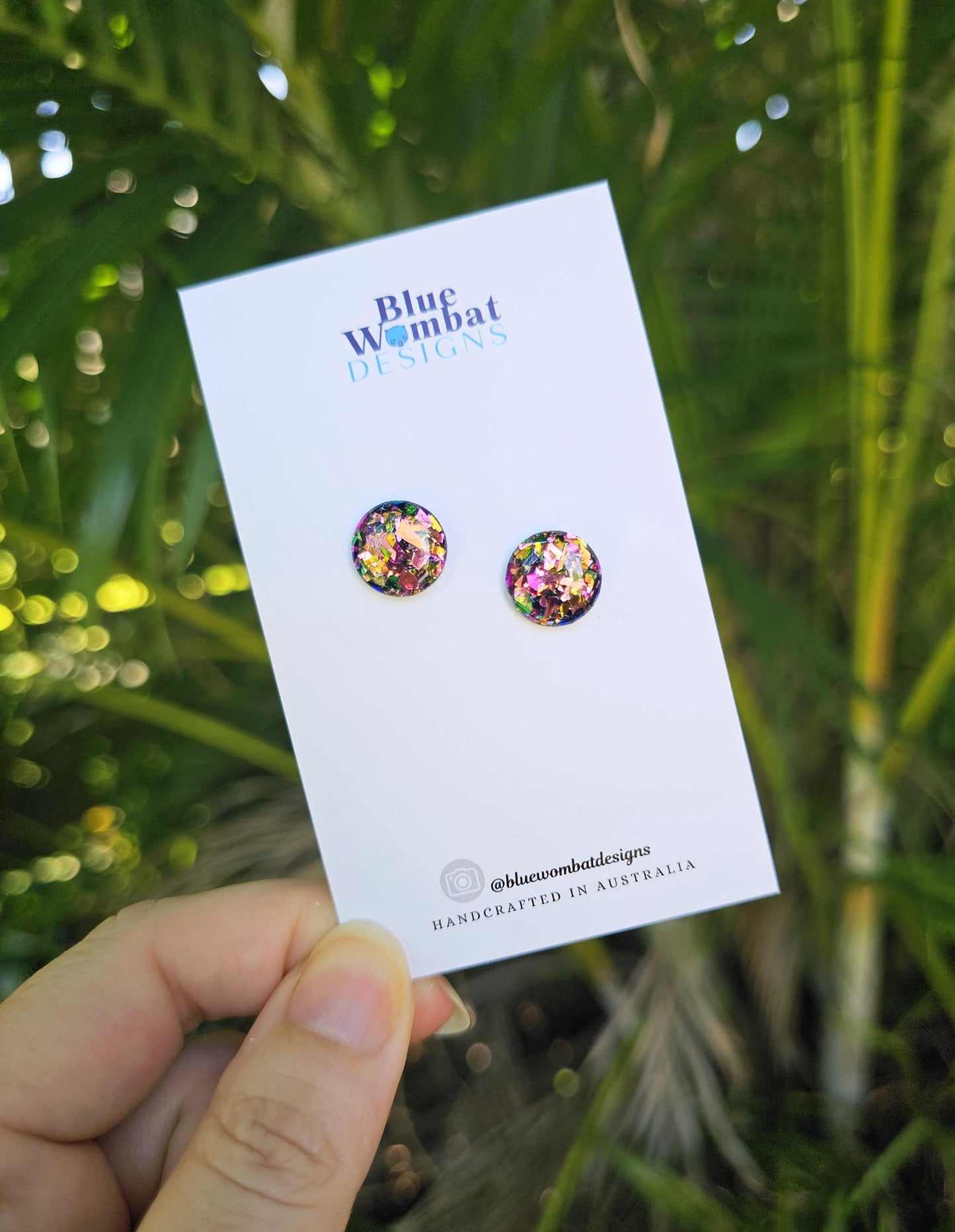 Resin Iridescent Glitter Domed Studs 12mm