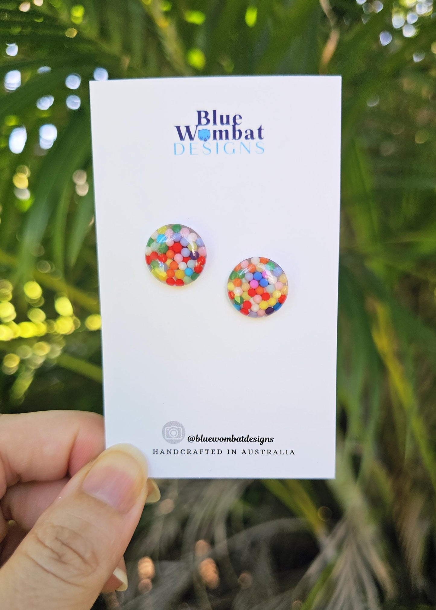 Colourful Resin Domed Mixed Clay Balls Studs 14mm