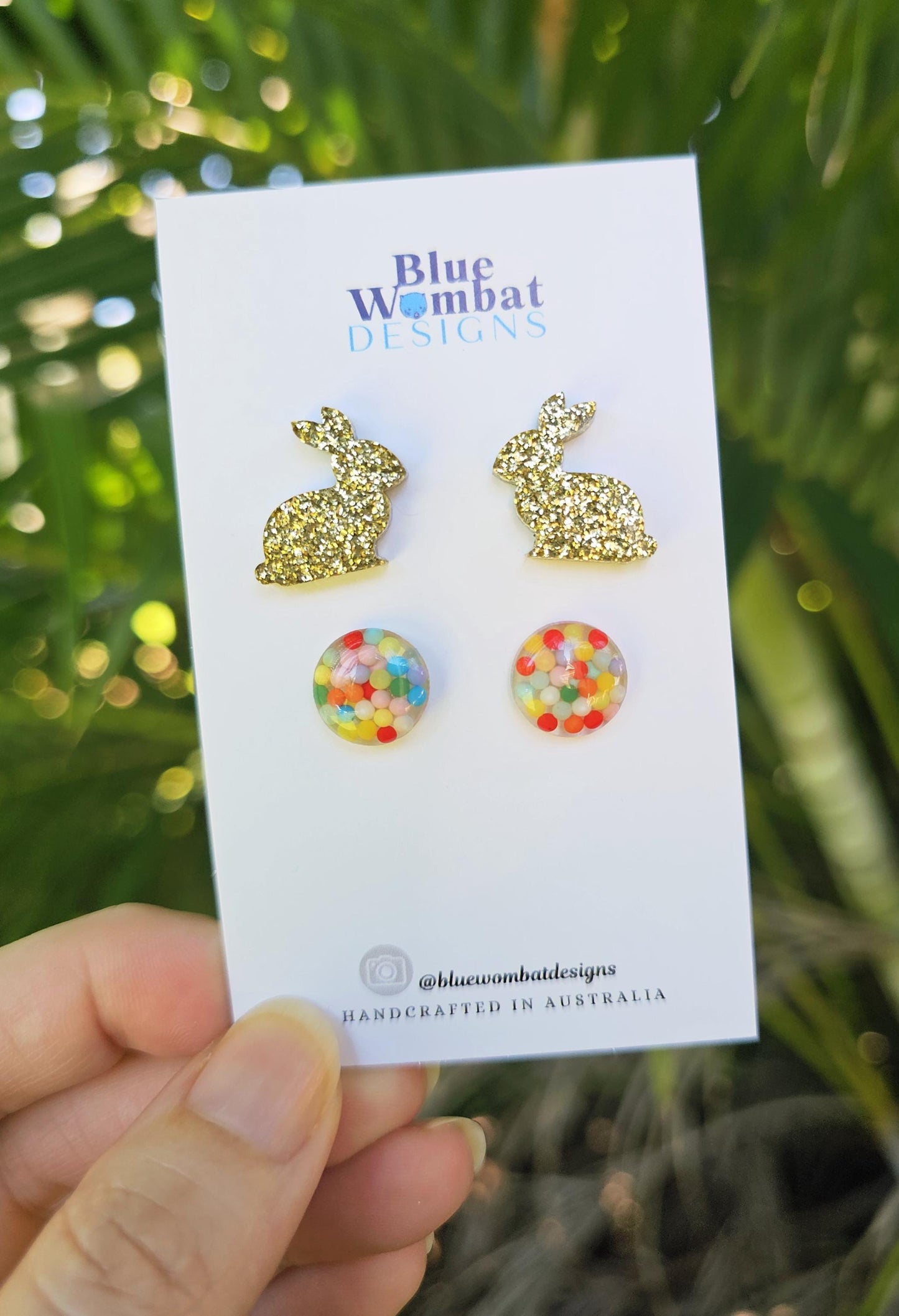 Easter Bunny Glitter Resin Two Stud Pack Earrings