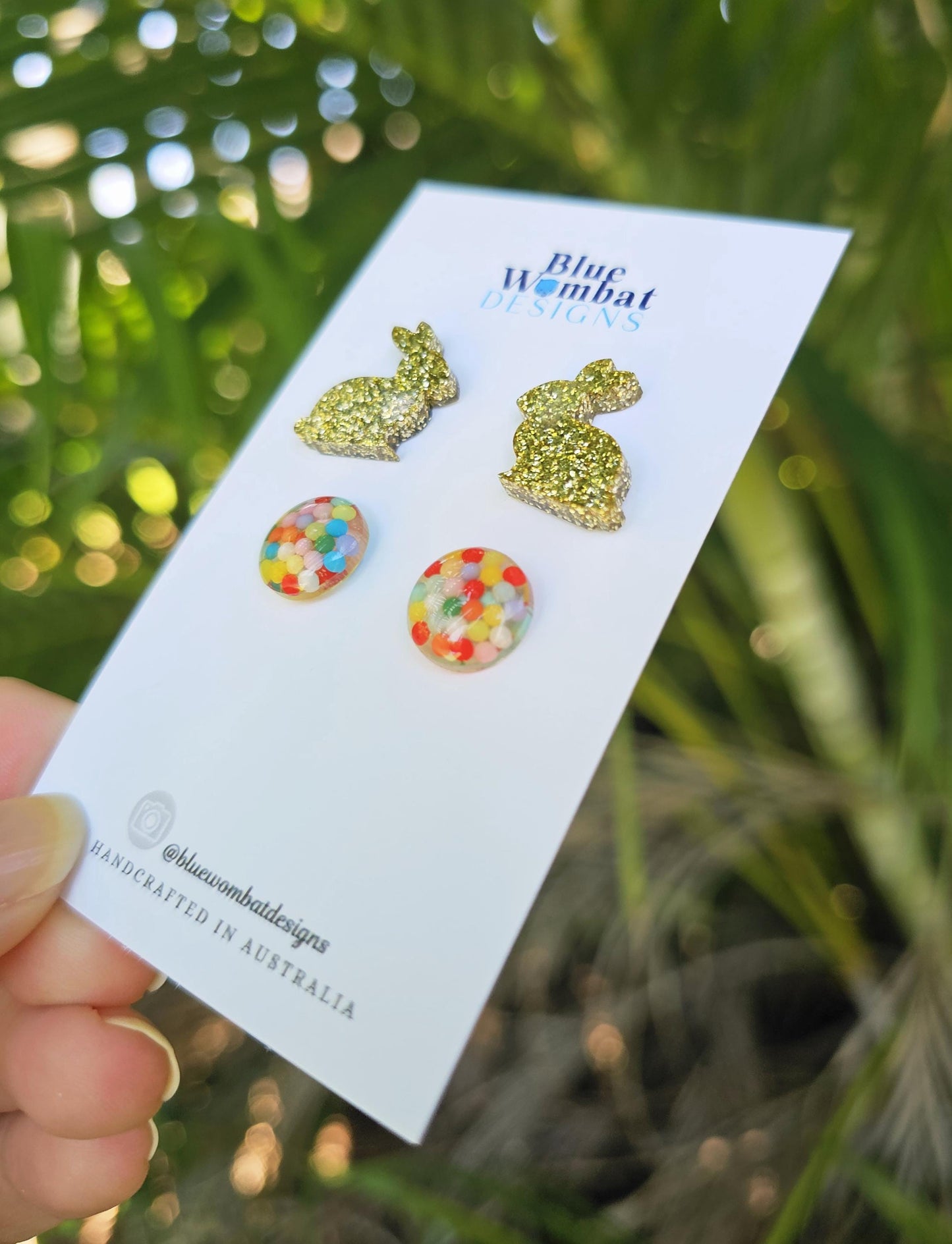 Easter Bunny Glitter Resin Two Stud Pack Earrings