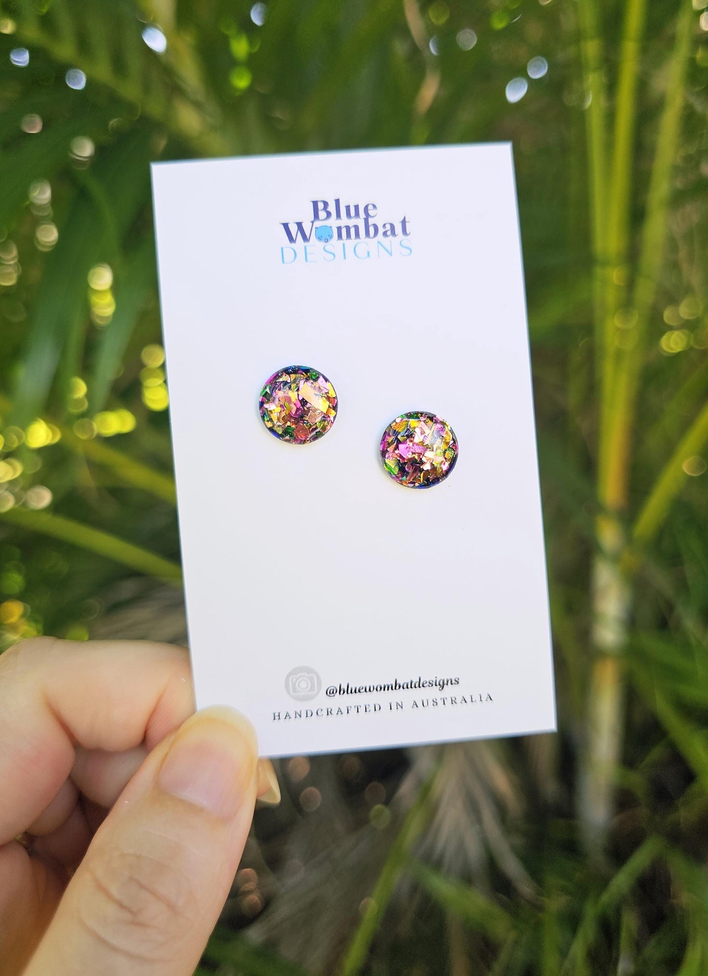 Resin Iridescent Glitter Domed Studs 12mm