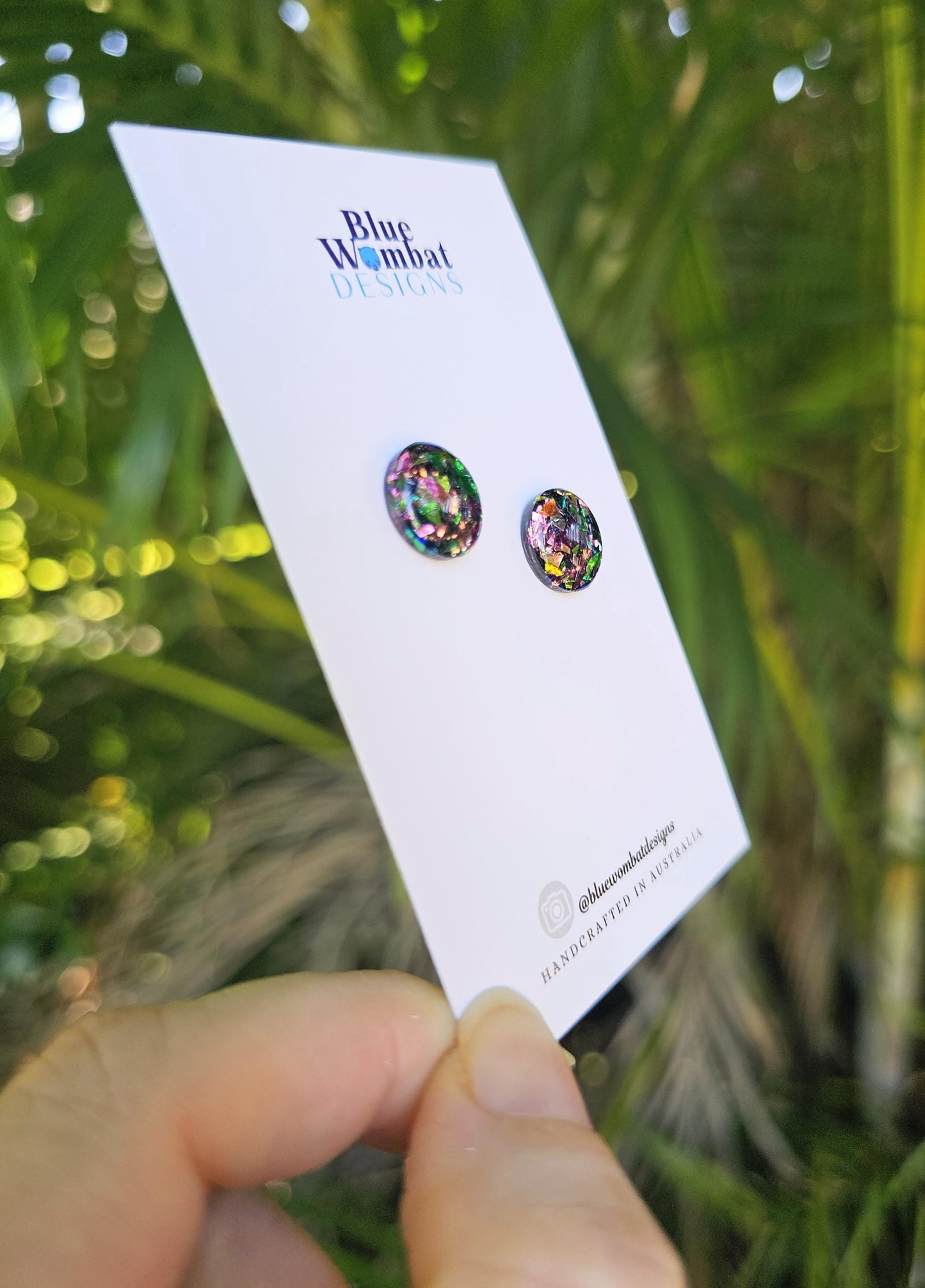 Resin Iridescent Glitter Domed Studs 12mm