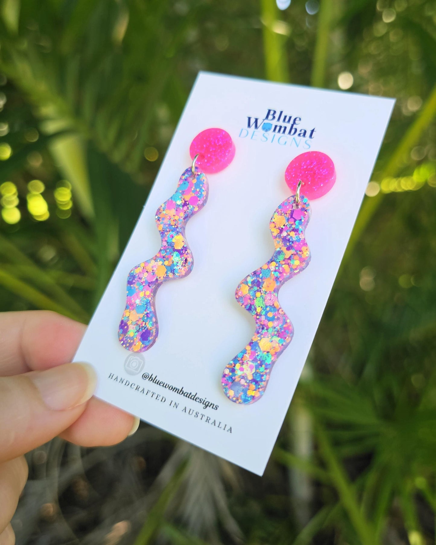 Squiggle Resin Playdough Glitter Statement Dangle Earrings