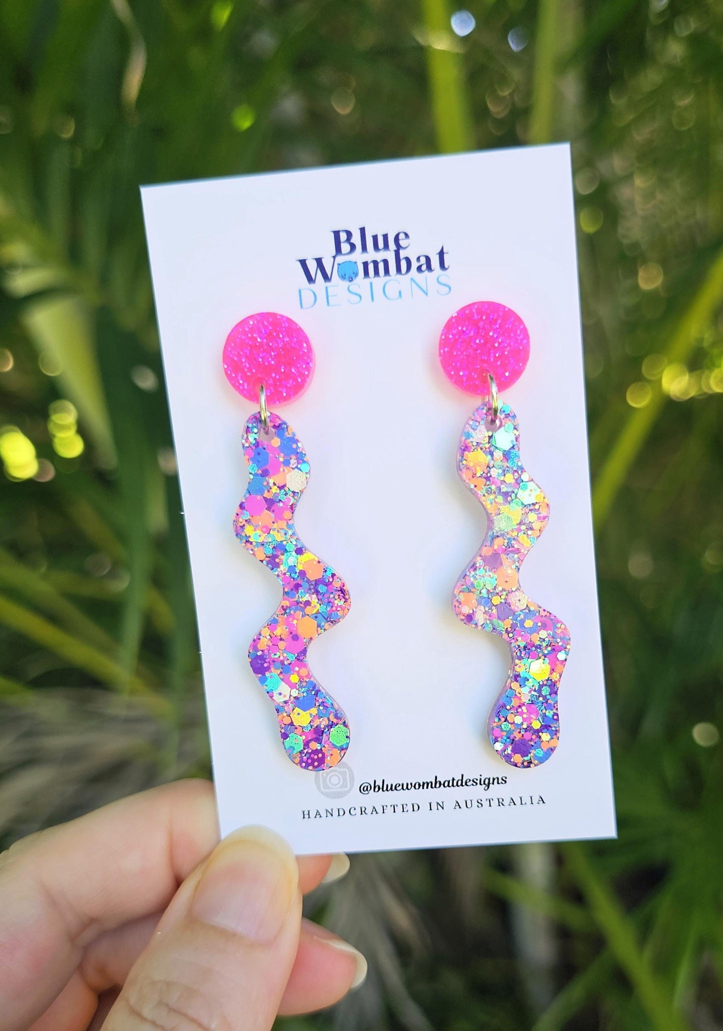Squiggle Resin Playdough Glitter Statement Dangle Earrings