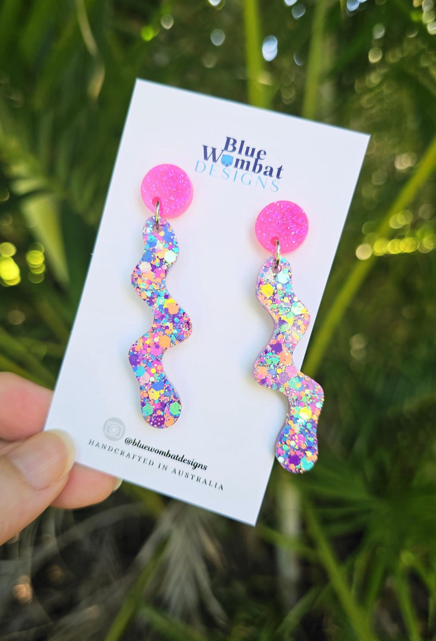 Squiggle Resin Playdough Glitter Statement Dangle Earrings