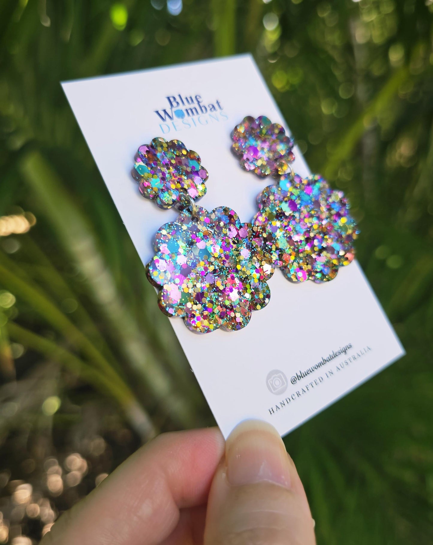 Resin Scallop Colourful Glitter Dangle Earrings