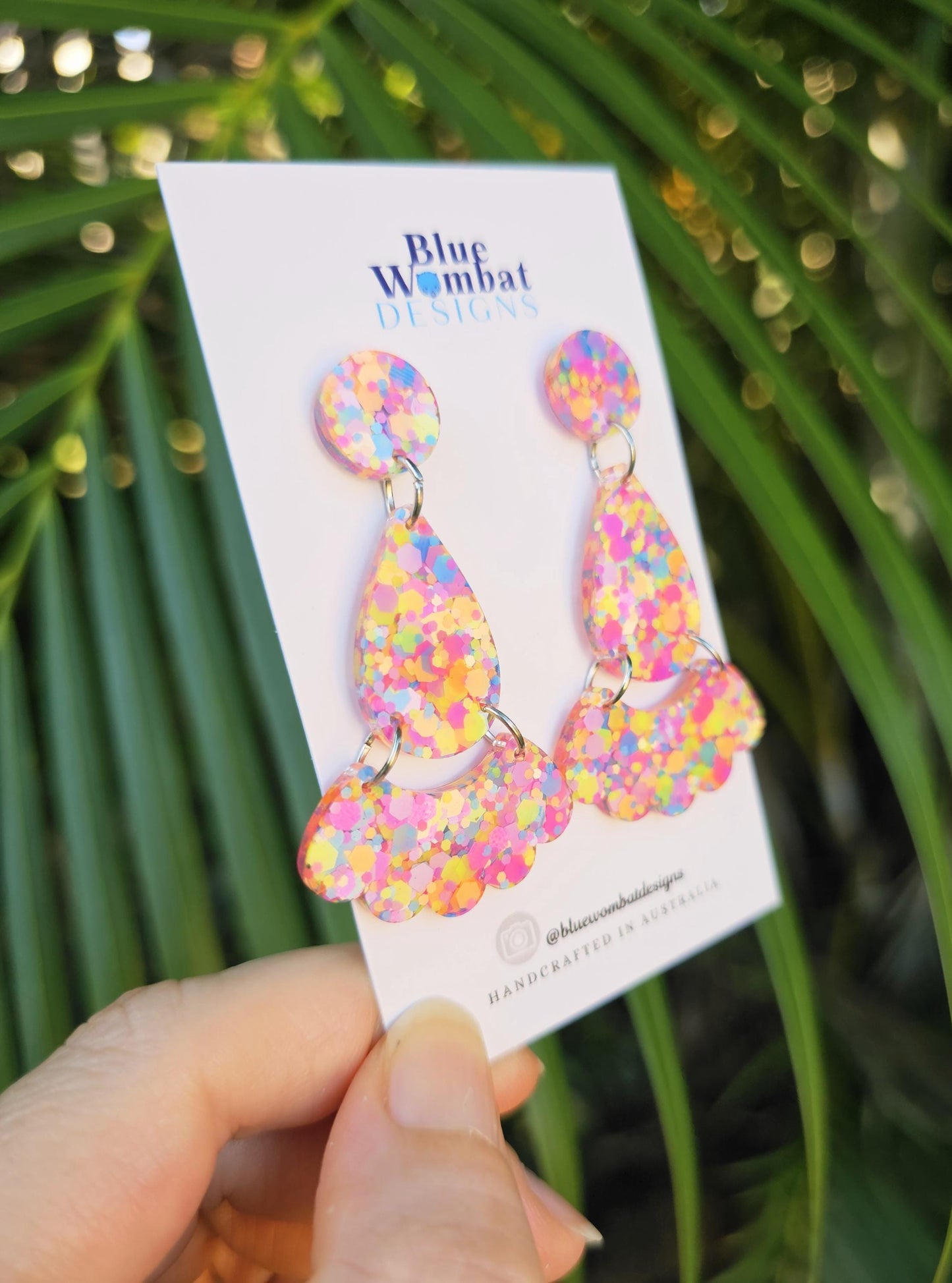 Colourful Resin Dangle Statement Earrings
