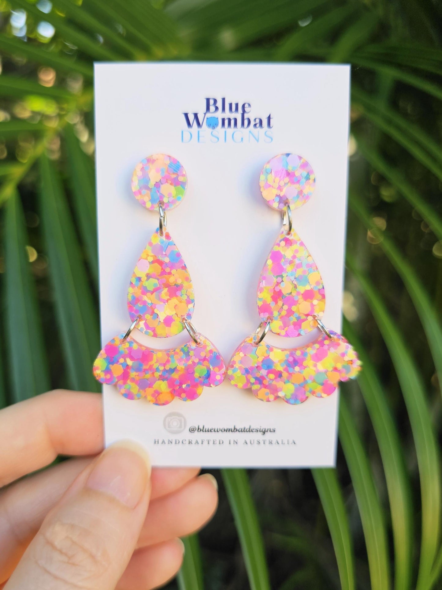 Colourful Resin Dangle Statement Earrings