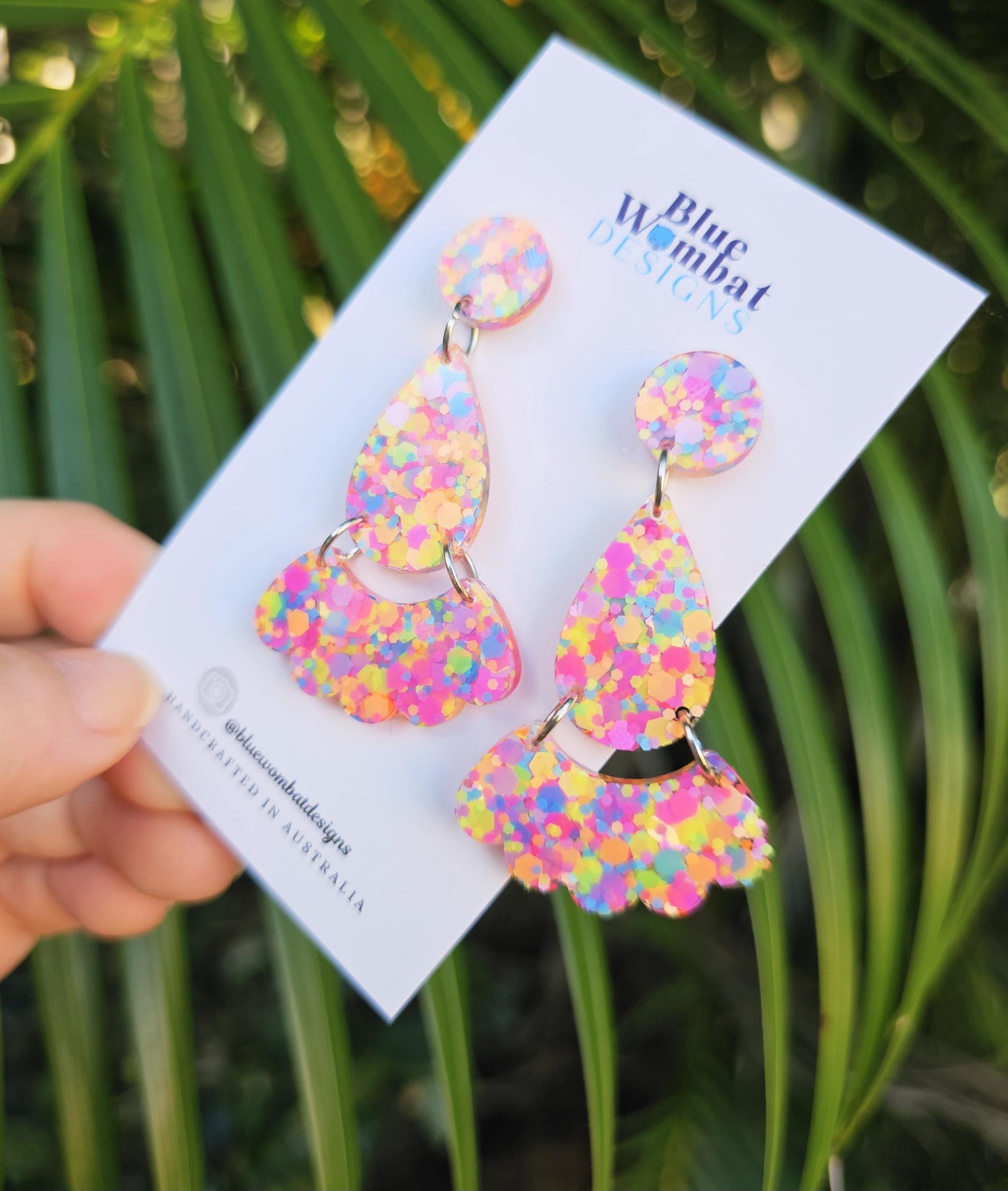 Colourful Resin Dangle Statement Earrings