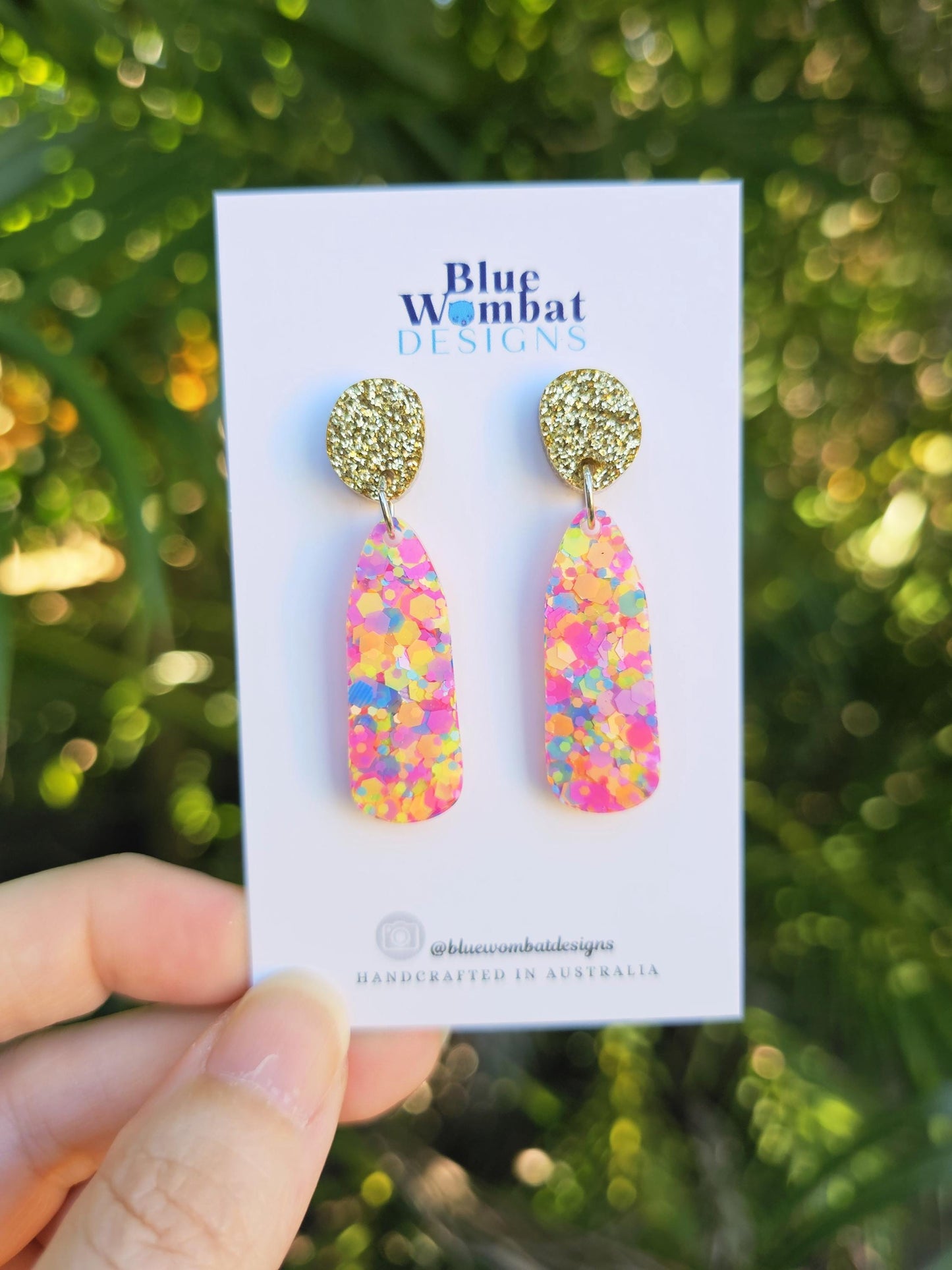 Resin Glitter Drop Dangle Handmade Earrings