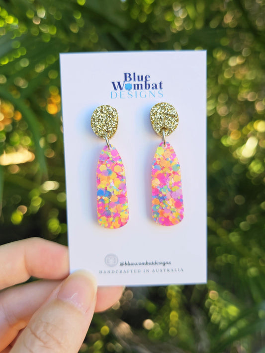 Resin Glitter Drop Dangle Handmade Earrings
