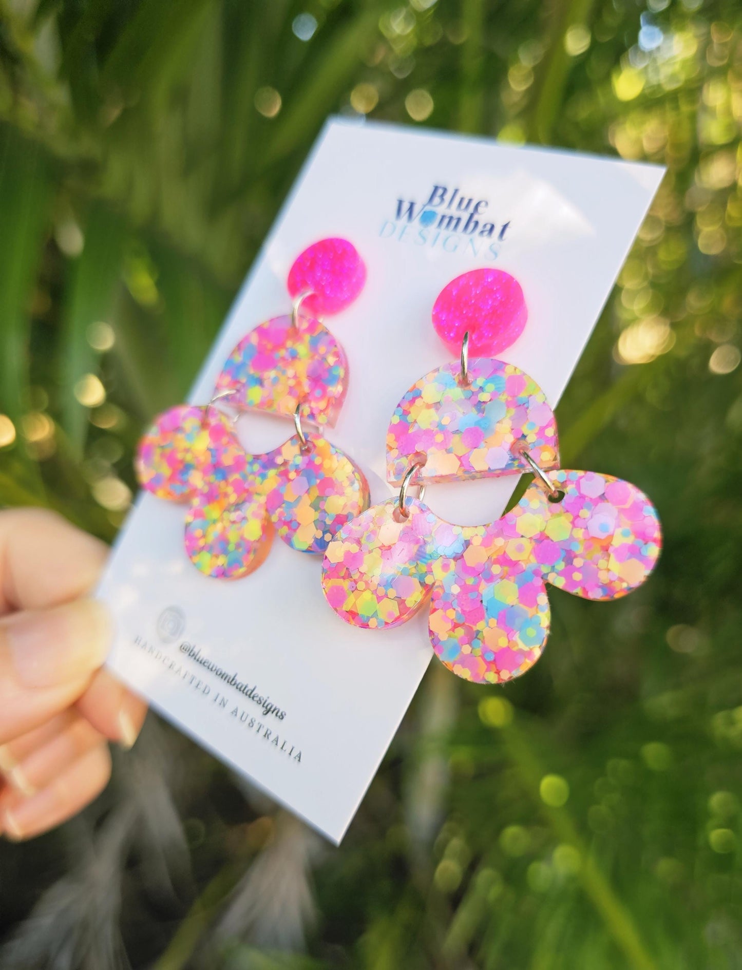 Chandelier Resin Colourful Glitter Dangle Earrings
