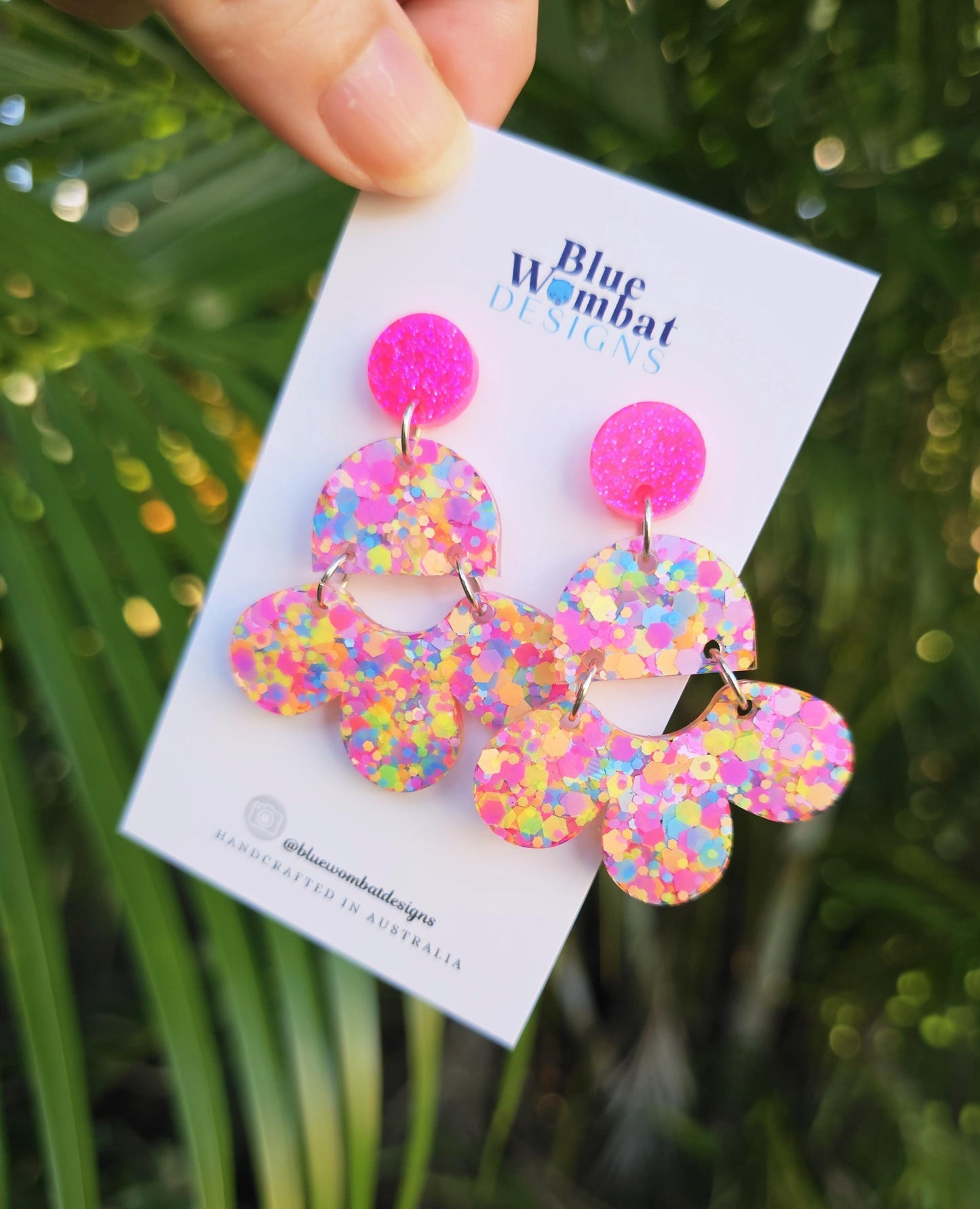 Chandelier Resin Colourful Glitter Dangle Earrings
