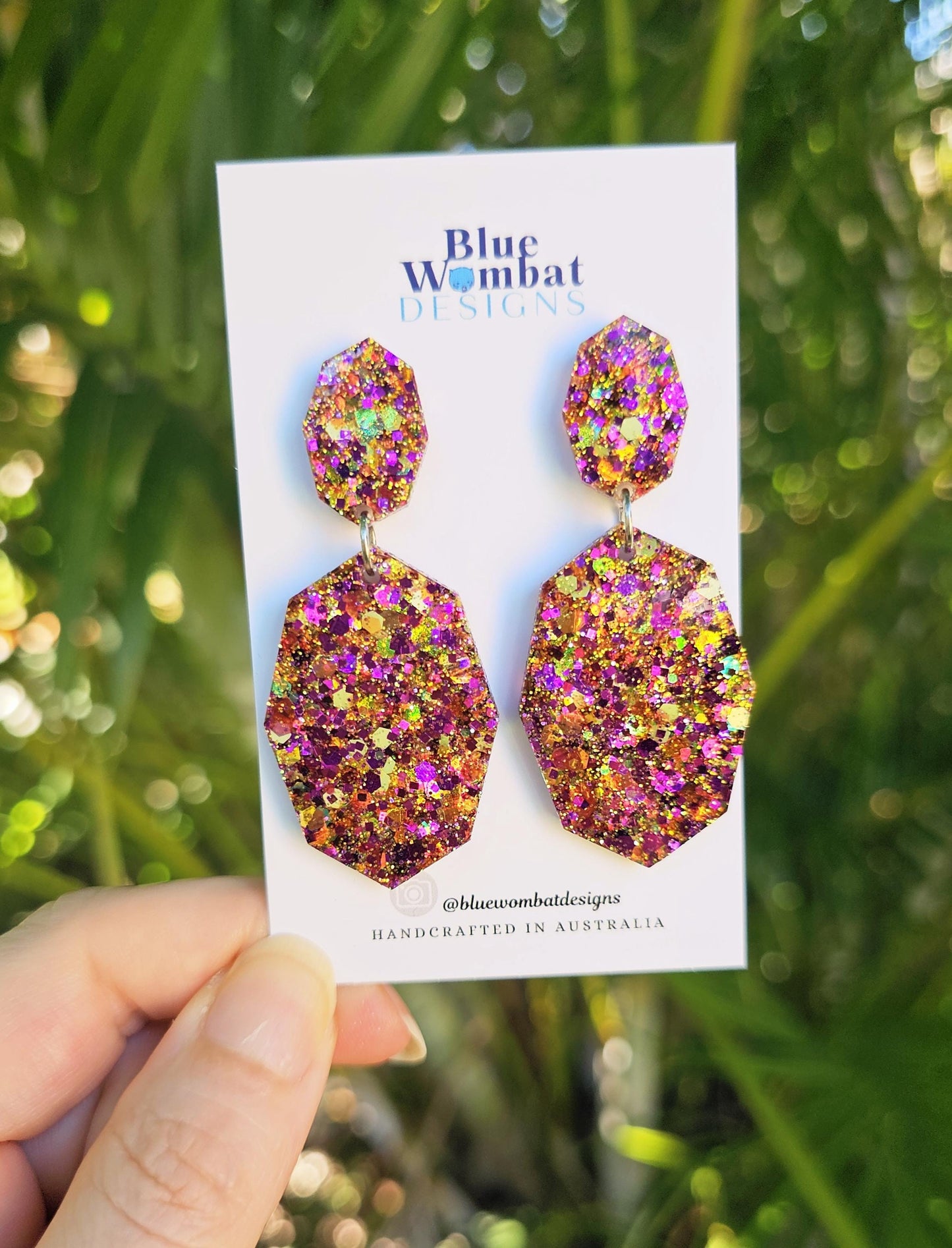 Resin Glitter Colourful Dangle Statement Earrings