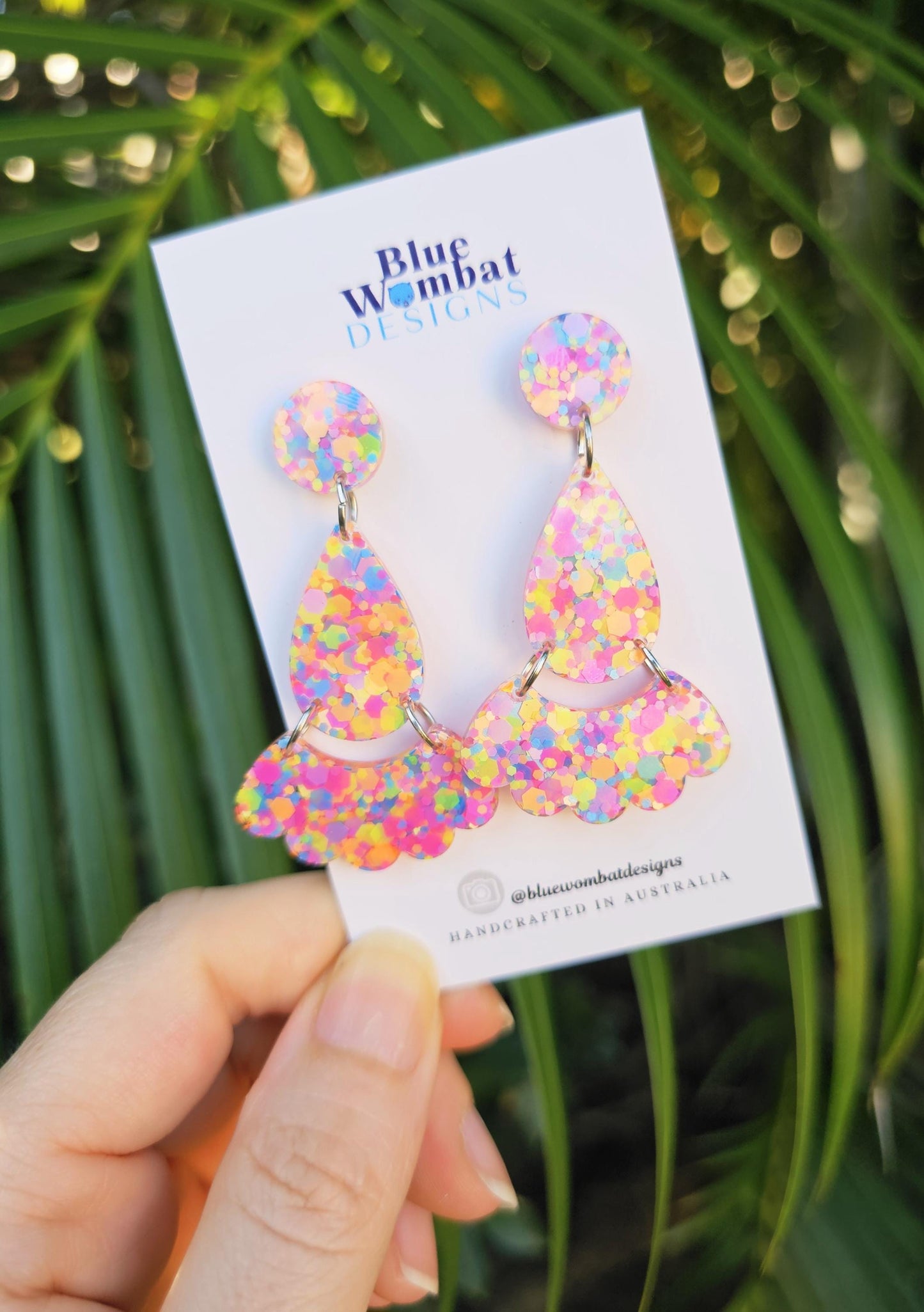 Colourful Resin Dangle Statement Earrings