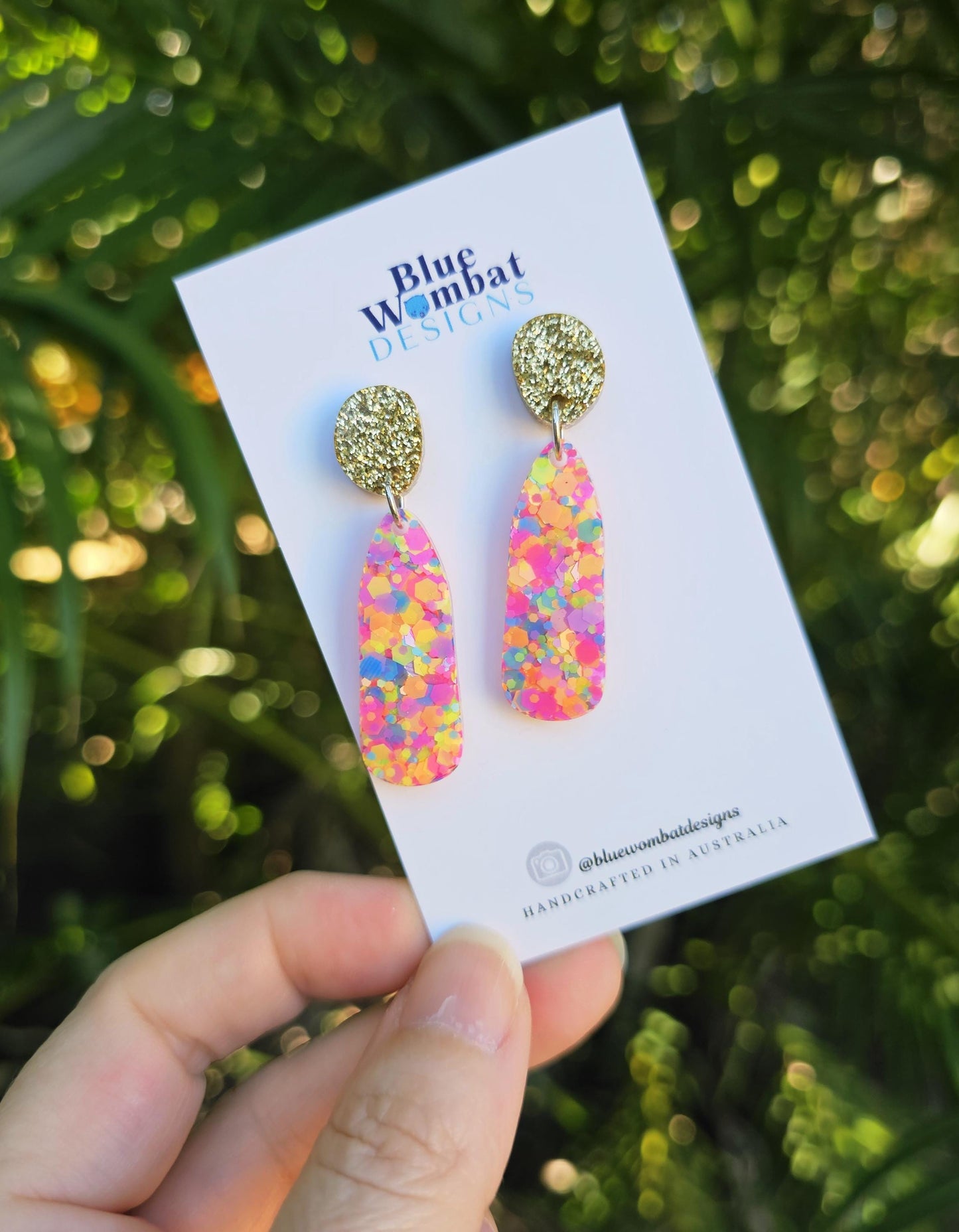 Resin Glitter Drop Dangle Handmade Earrings