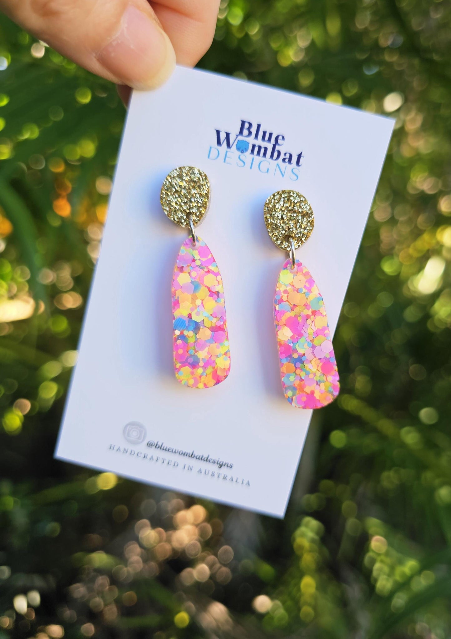 Resin Glitter Drop Dangle Handmade Earrings