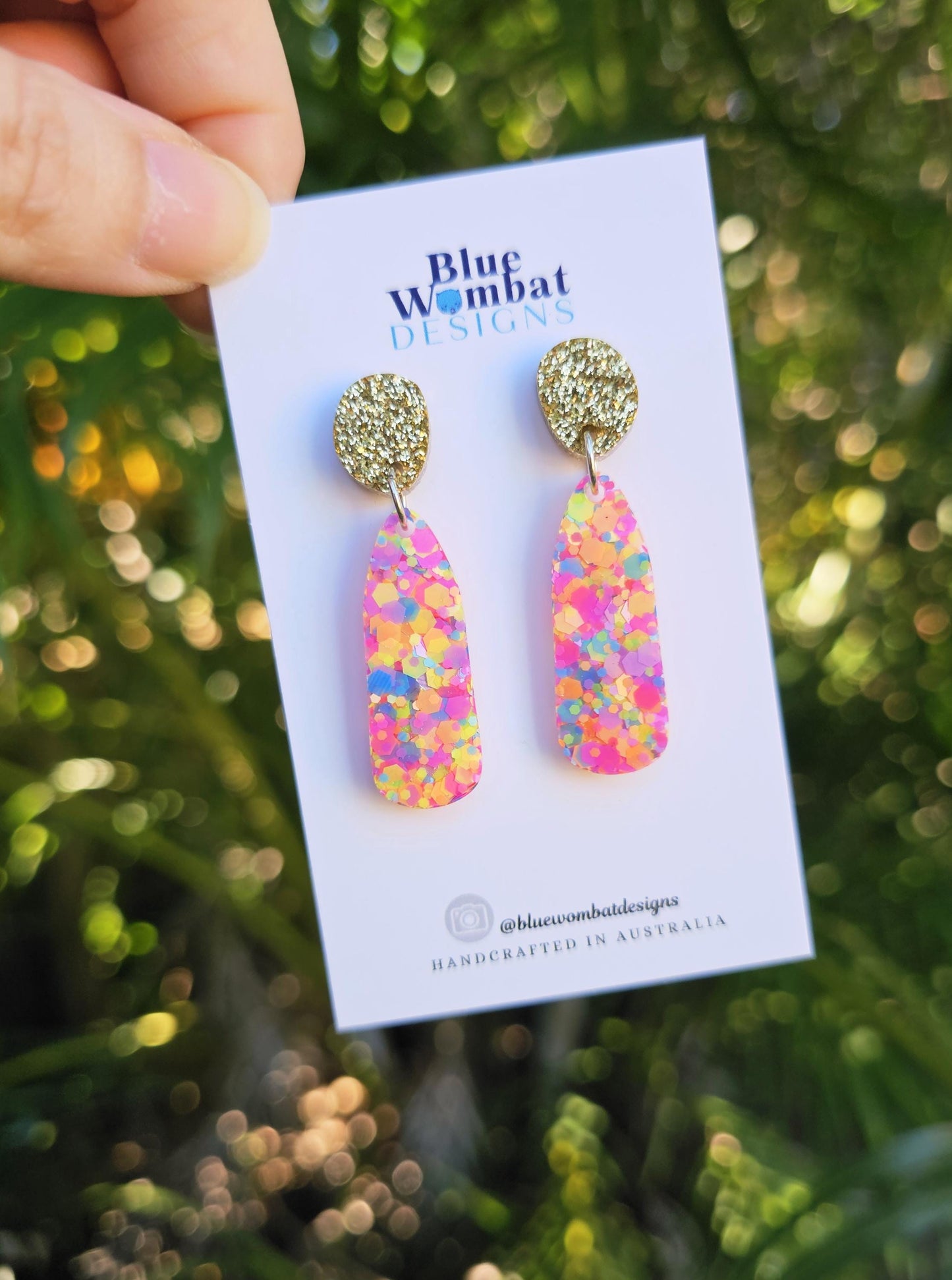Resin Glitter Drop Dangle Handmade Earrings