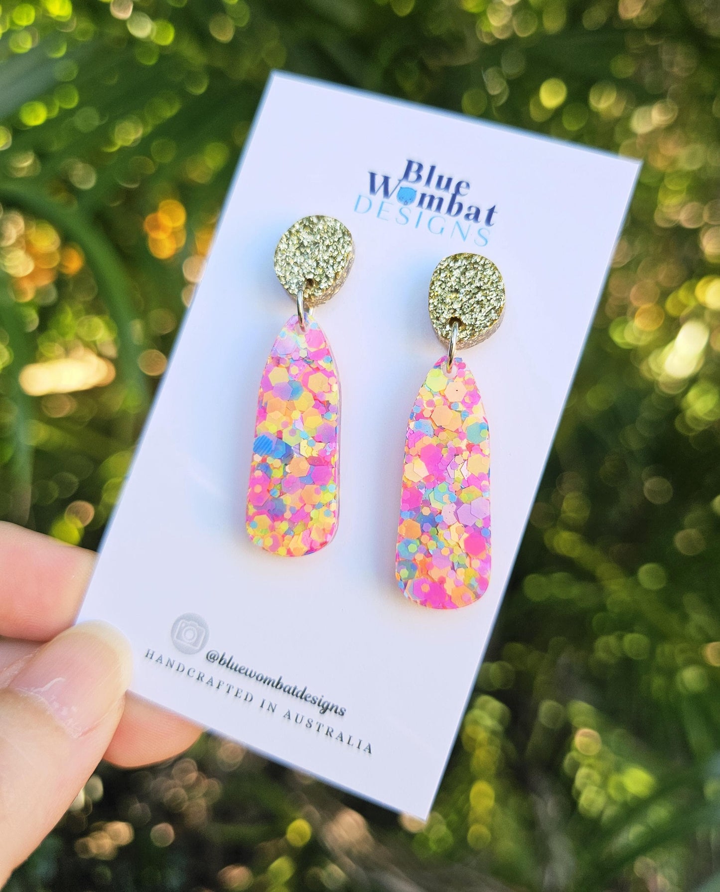 Resin Glitter Drop Dangle Handmade Earrings