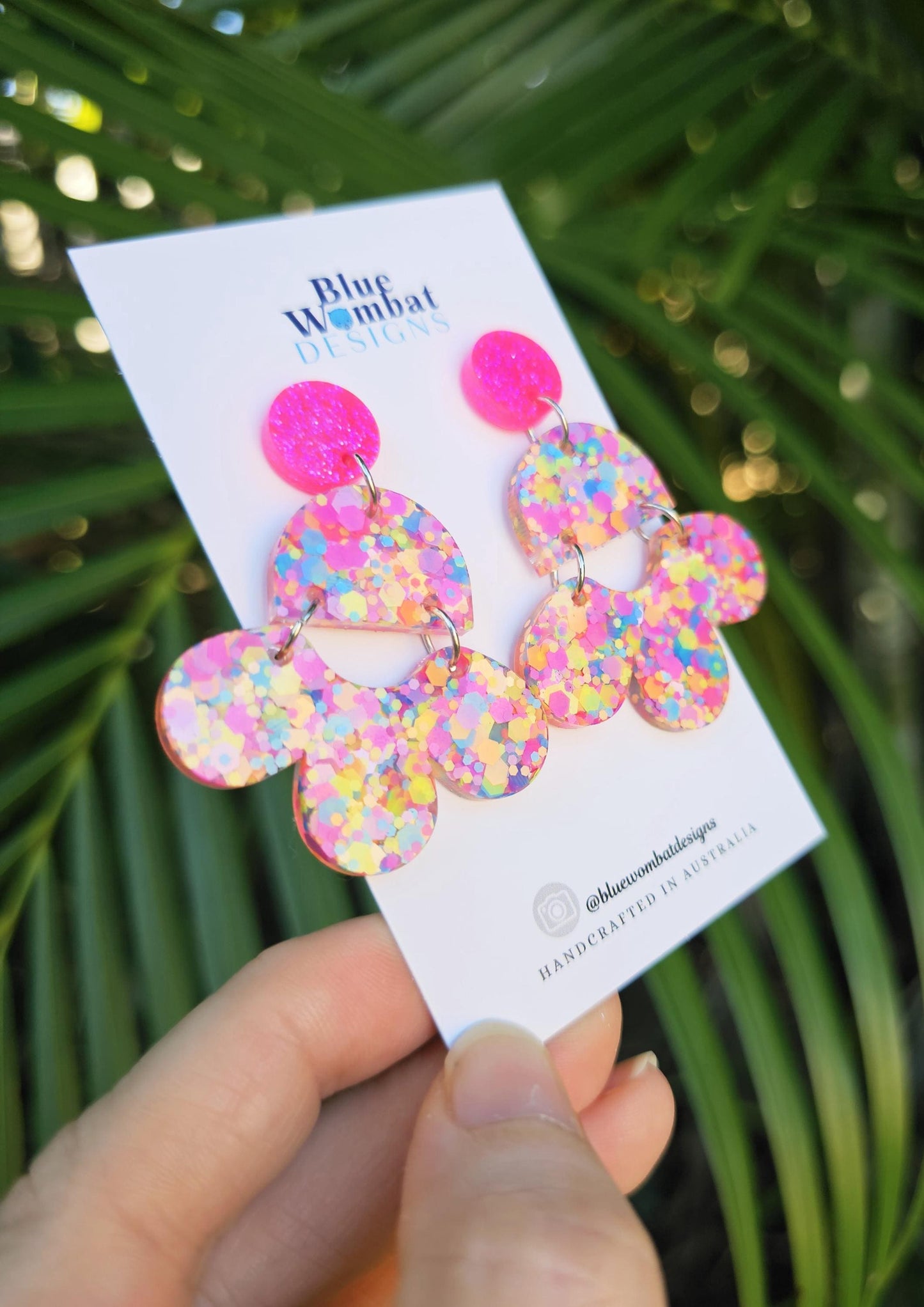Chandelier Resin Colourful Glitter Dangle Earrings