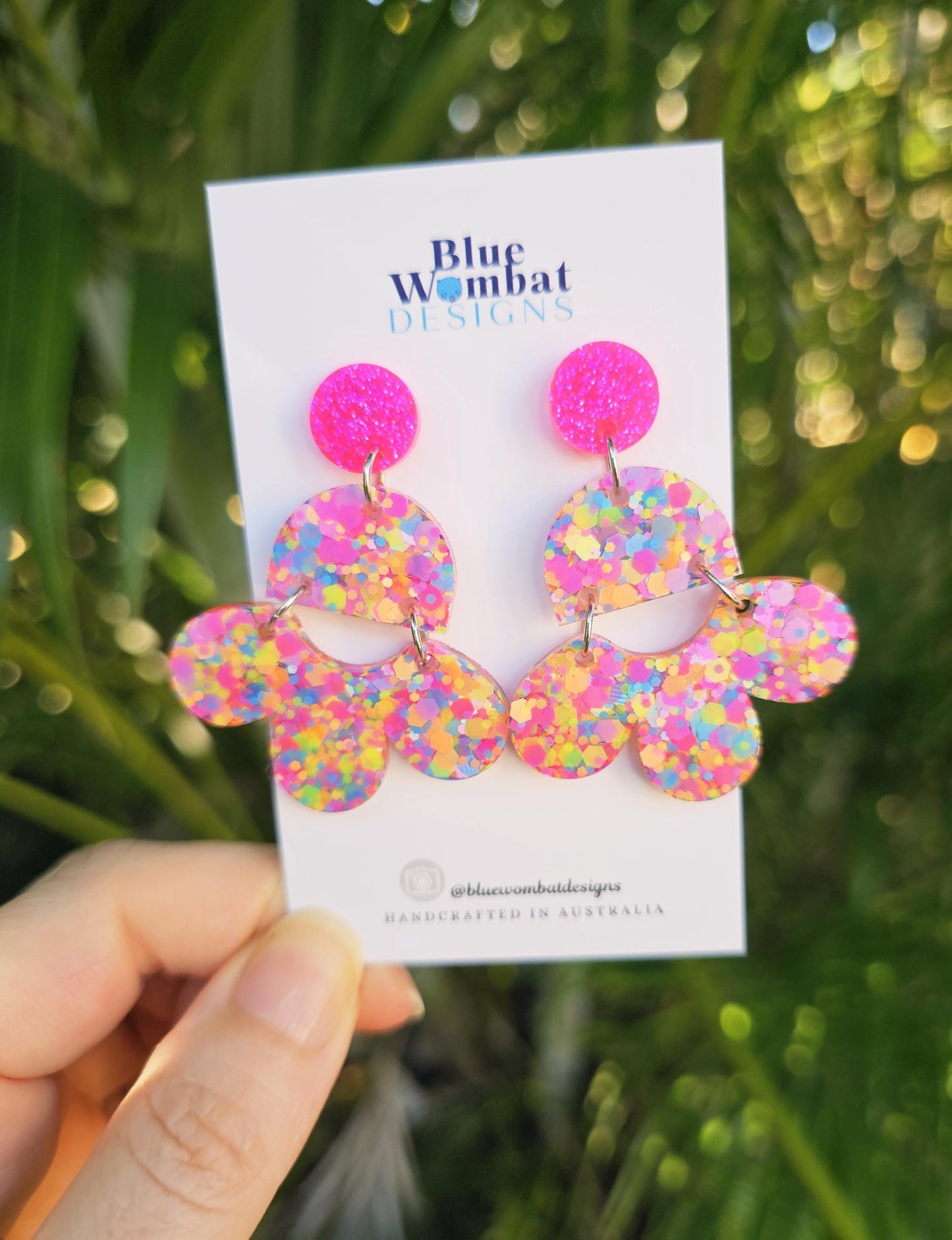 Chandelier Resin Colourful Glitter Dangle Earrings