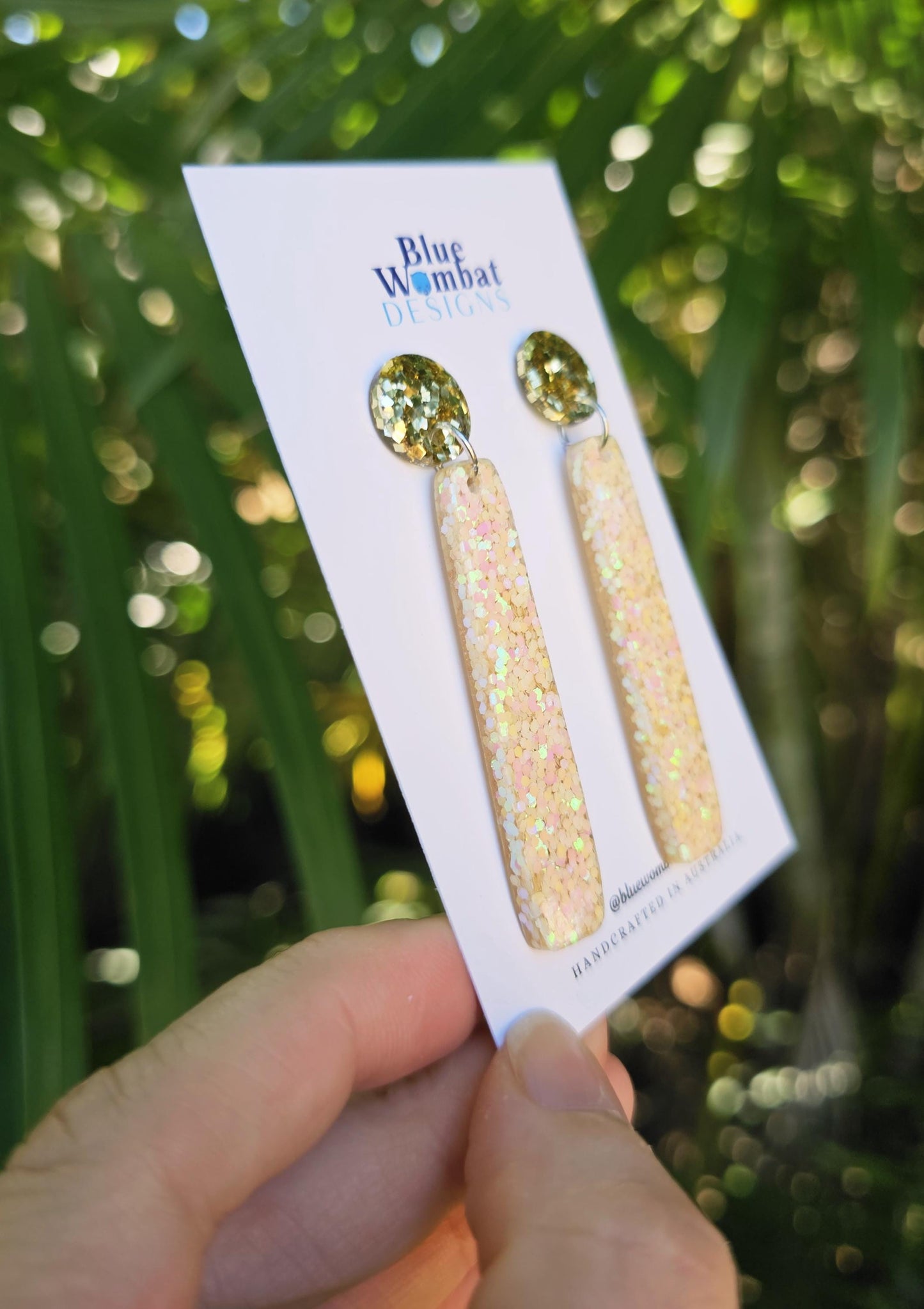 Long Resin Glitter Dangle Statement Earrings