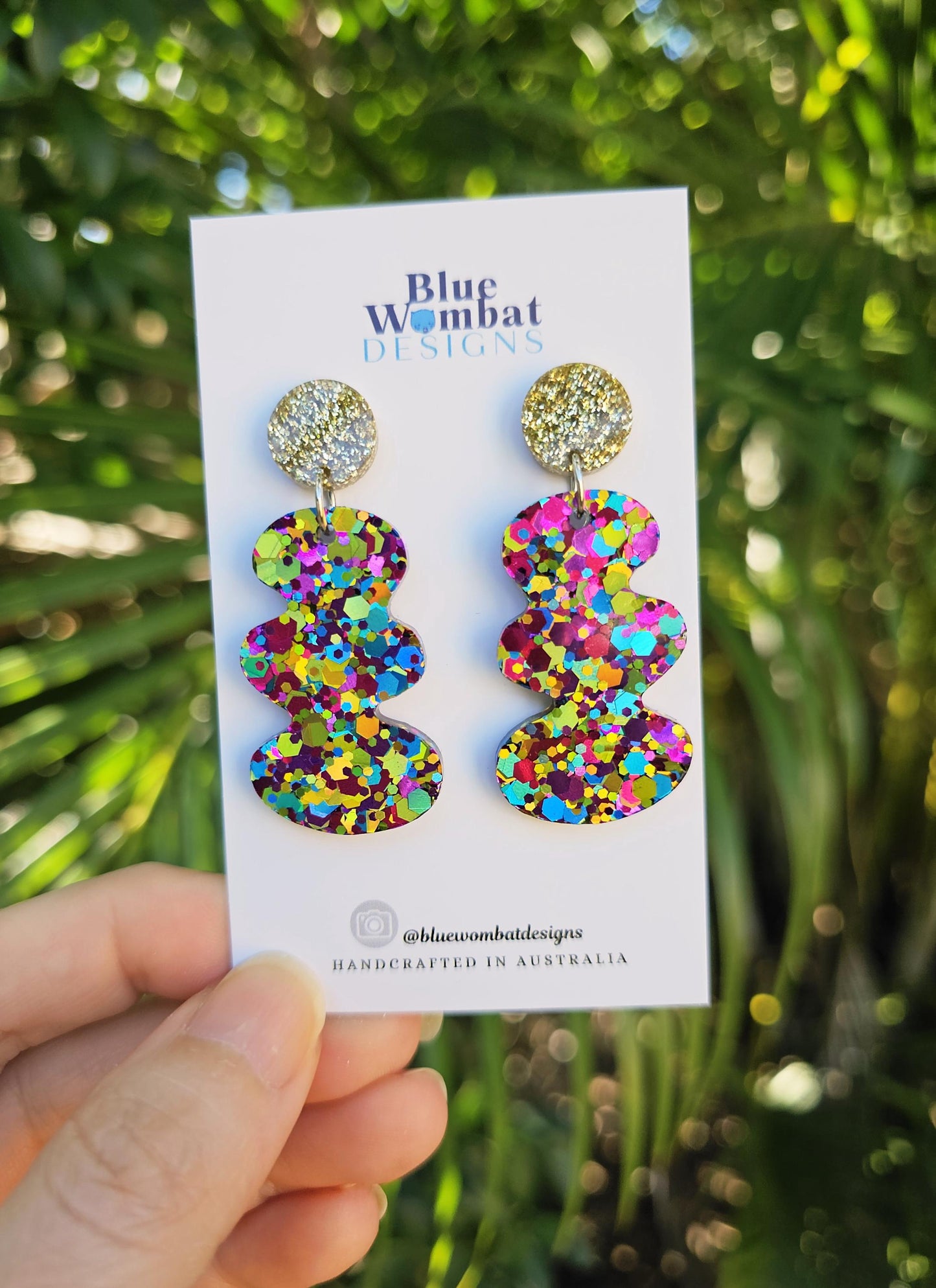 Squiggle Glitter Resin Dangle Earrings