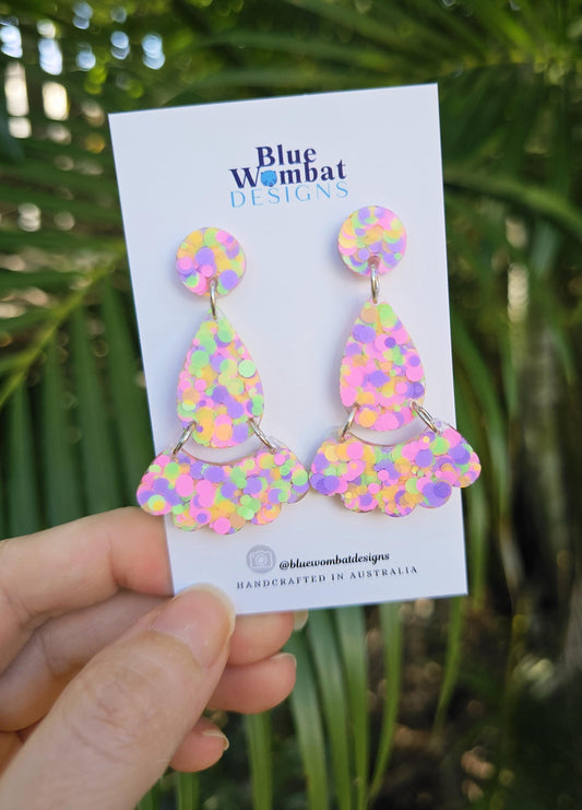 Resin Dangle Colourful Statement Earrings
