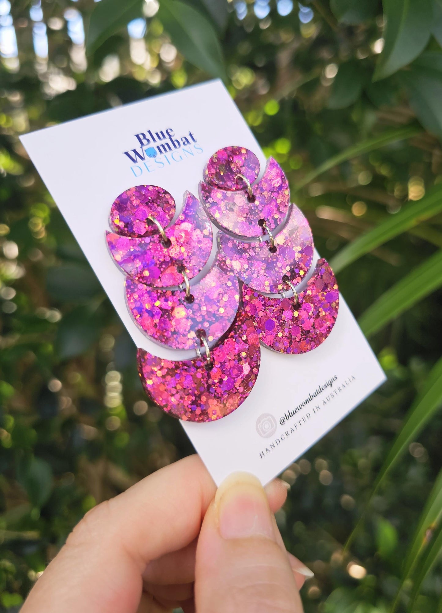 Sparkle Glitter Resin Long Dangle Statement Earrings