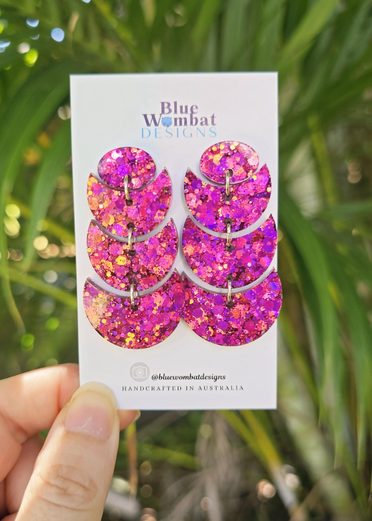 Sparkle Glitter Resin Long Dangle Statement Earrings