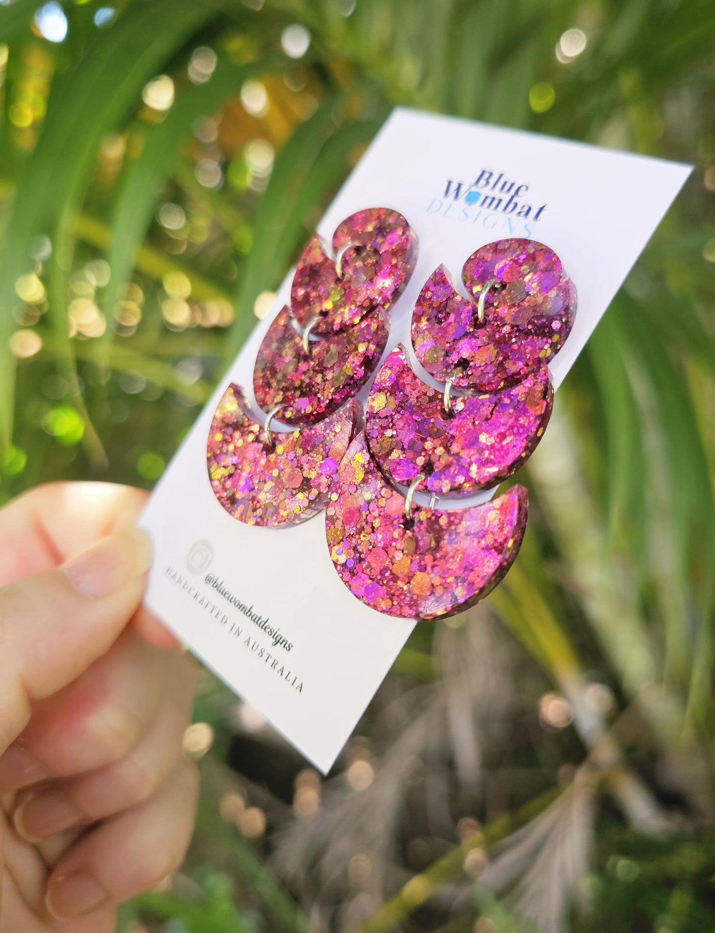 Sparkle Glitter Resin Long Dangle Statement Earrings