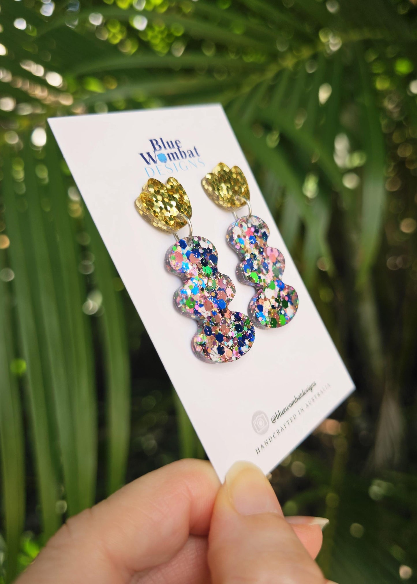Squiggle Resin Colourful Glitter Dangle Earrings